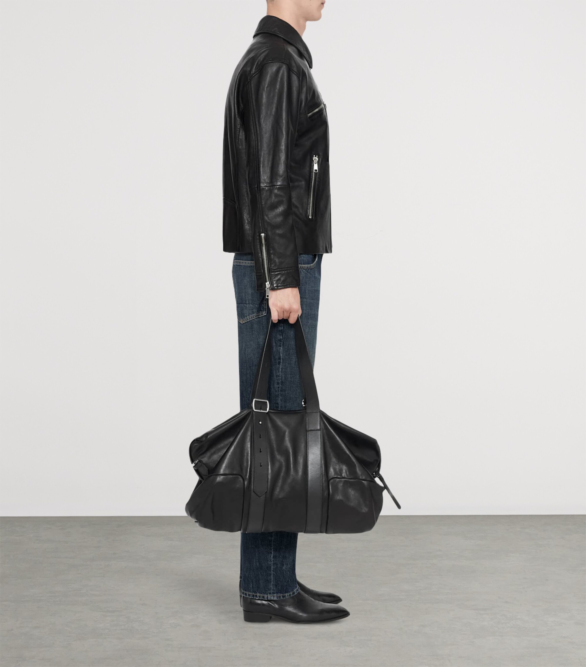 AllSaints Mens Lambskin Vegason Jacket Black Image 6