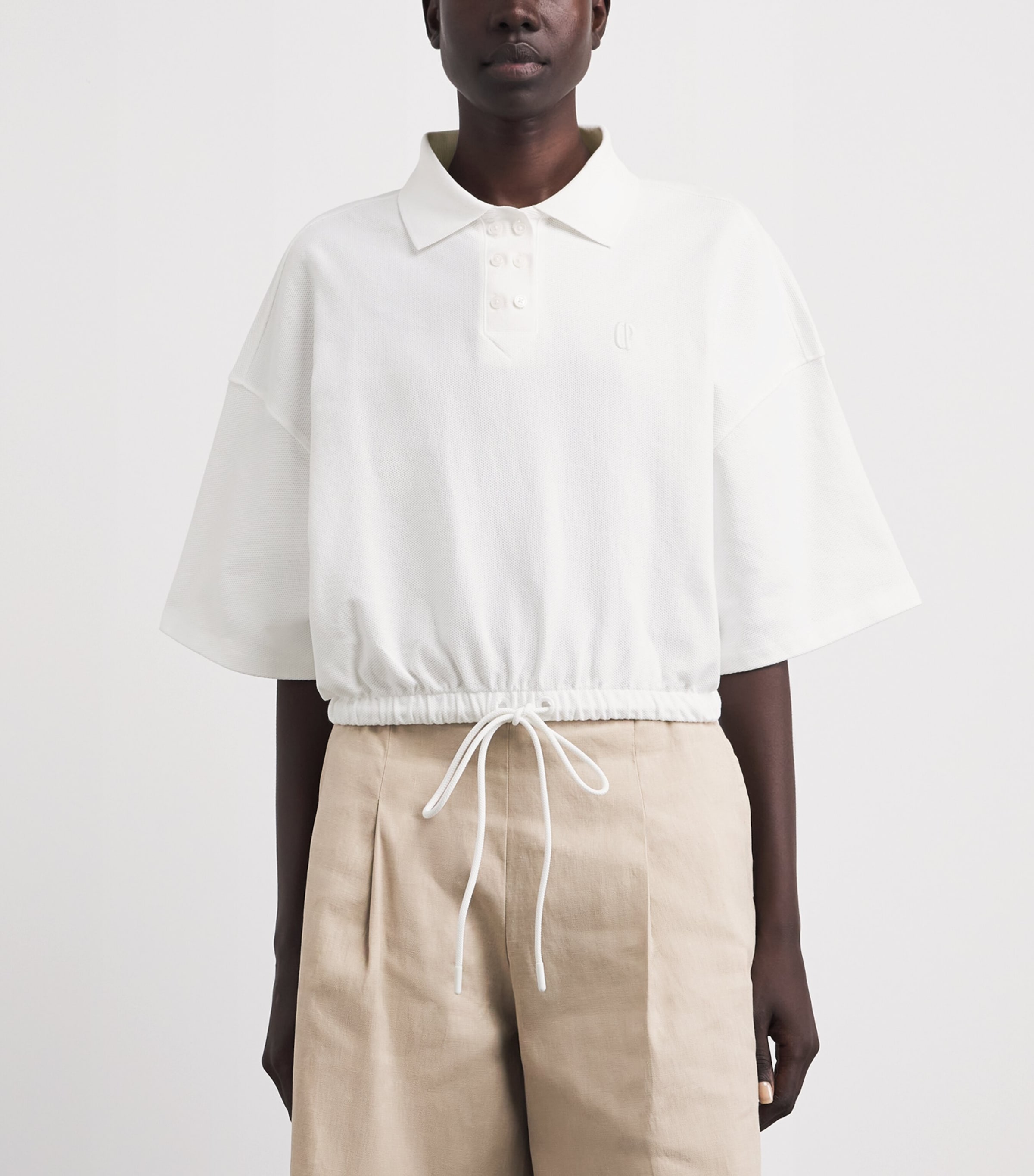 Claudie Pierlot Womens Piqué Cotton Polo Shirt Ecru Image 4