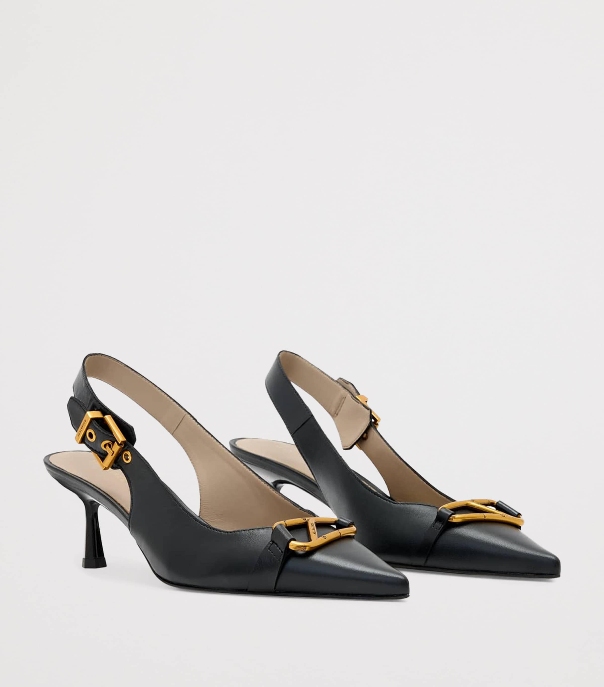 AllSaints Calfskin Hera Slingback Pumps 55 Black Image 4