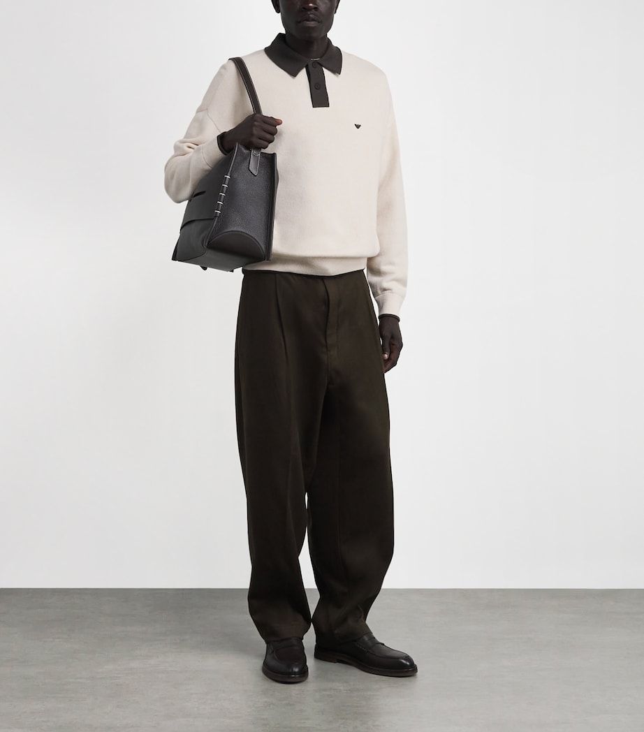 Virgin-Wool Logo Polo Sweater M1169 Image 2