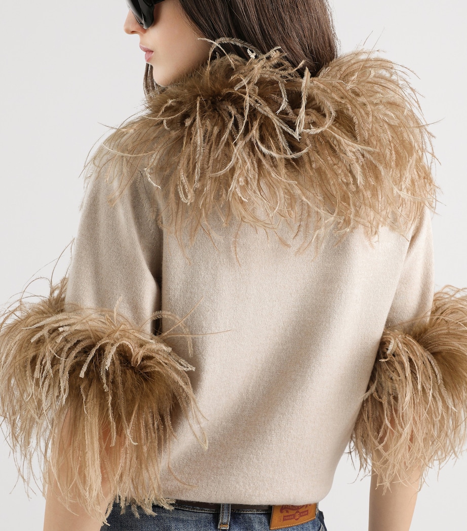 Dolce&Gabbana Womens Cashmere Feather-Trim Sweater Medi Image 5