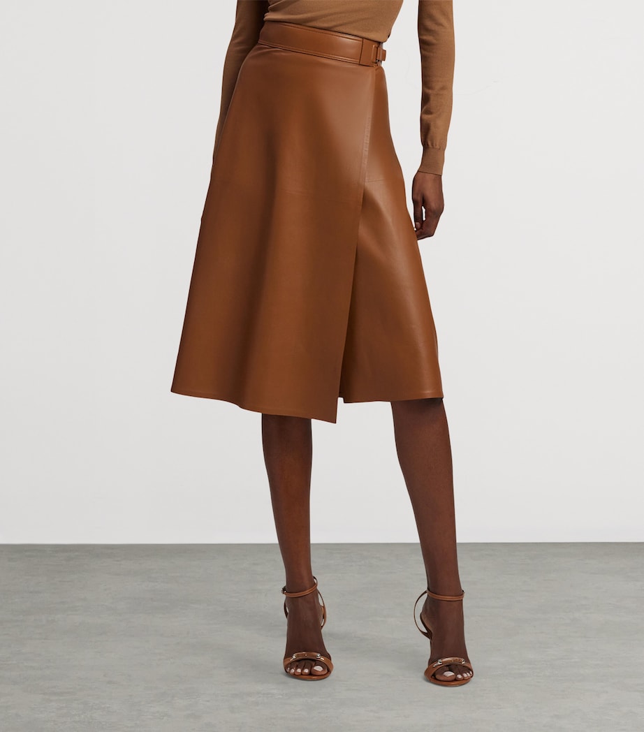 Lambskin A-Line Midi Skirt LIGHT TOFFEE Image 9