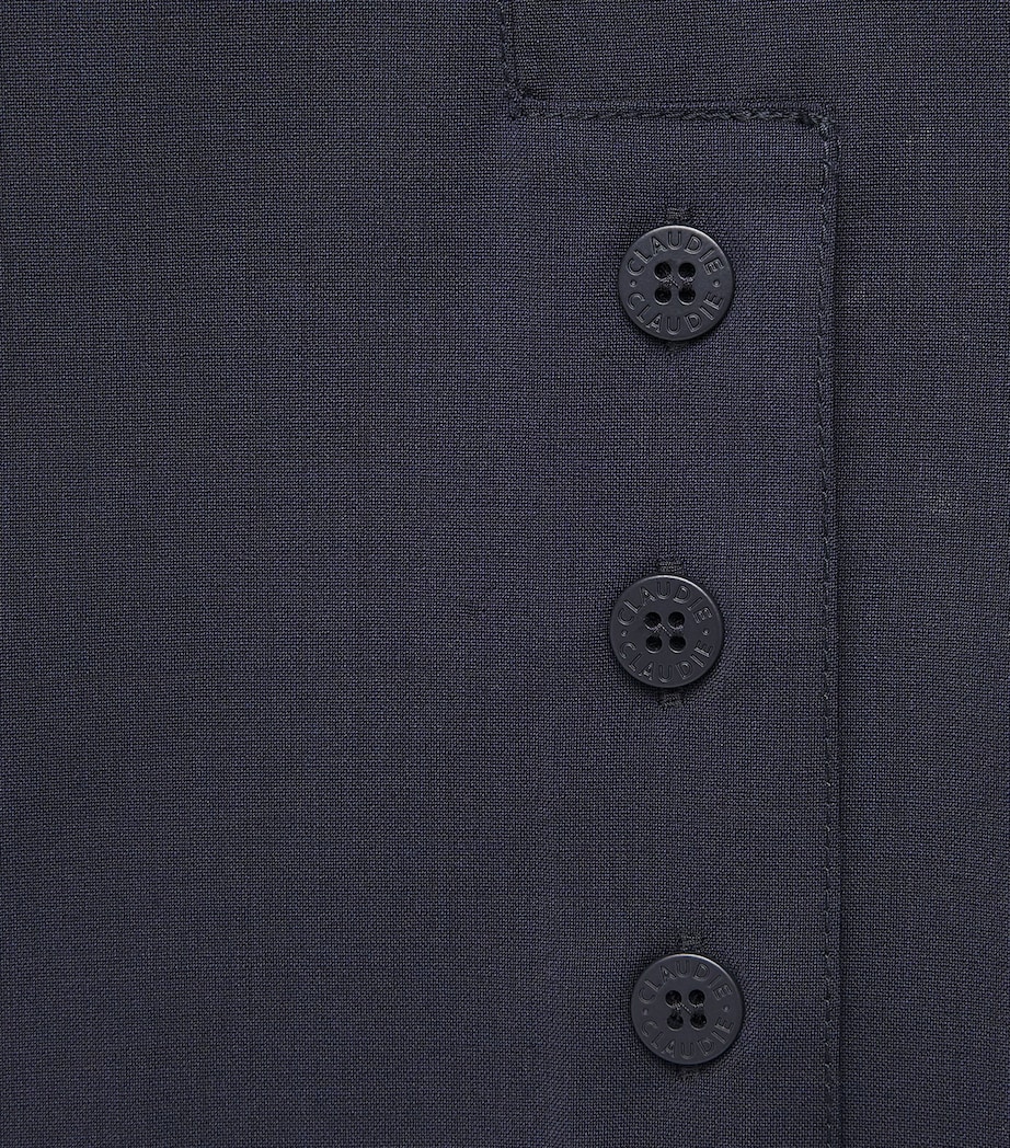 Claudie Pierlot Womens Wool-Blend Straight Trousers Navy Image 6