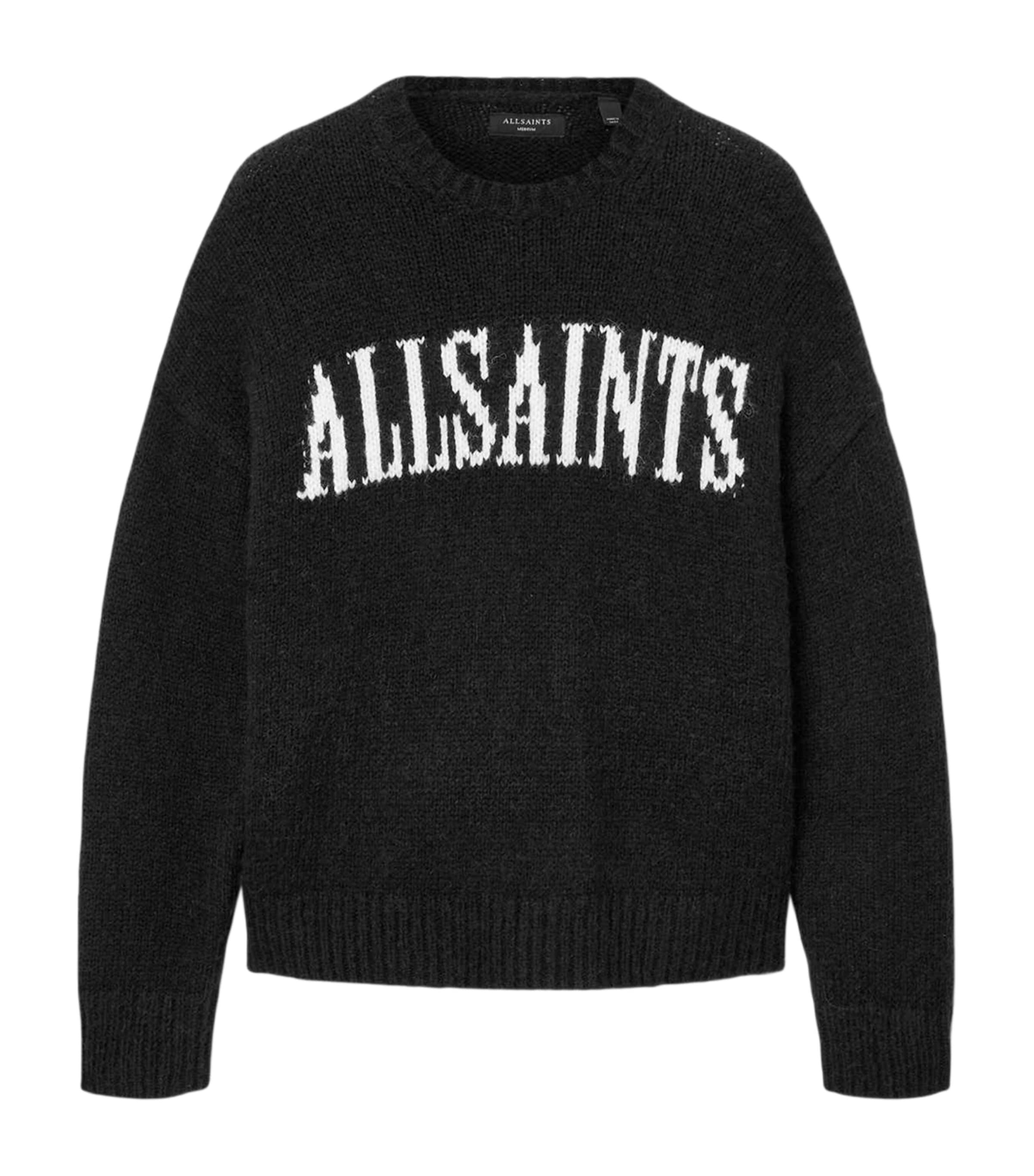 Organic Cotton-Blend Stokes Logo Sweater BLACK/ECRU WHITE Image 1