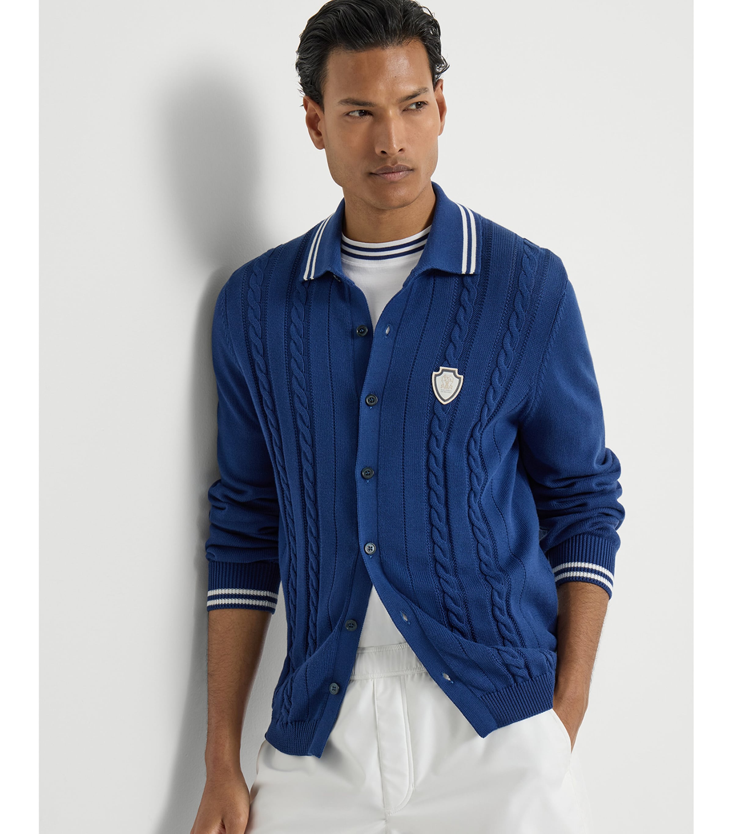 Brunello Cucinelli Mens Cotton Cable-Knit Cardigan Image 4