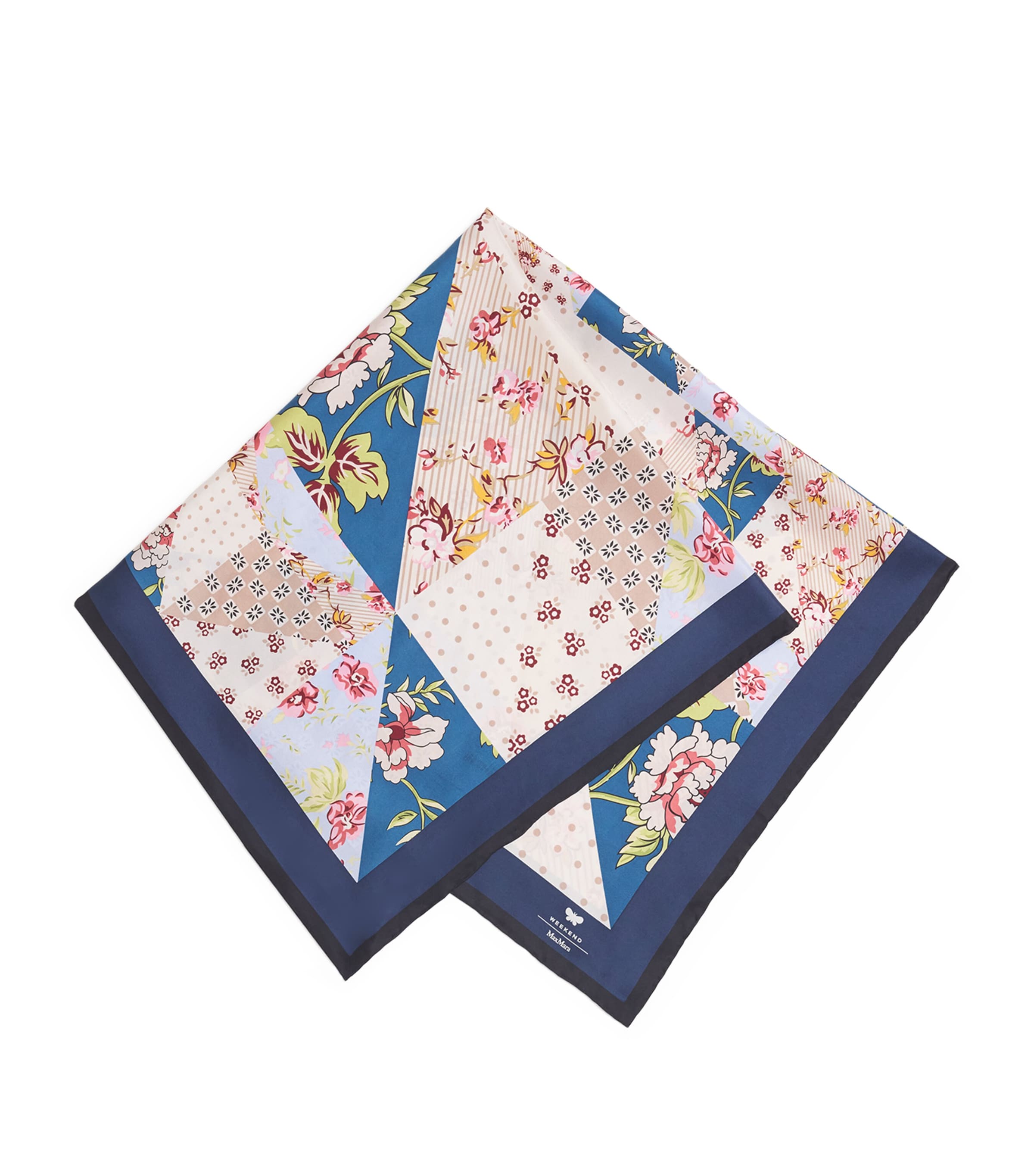 Weekend Max Mara Silk Patchwork Square Scarf In White