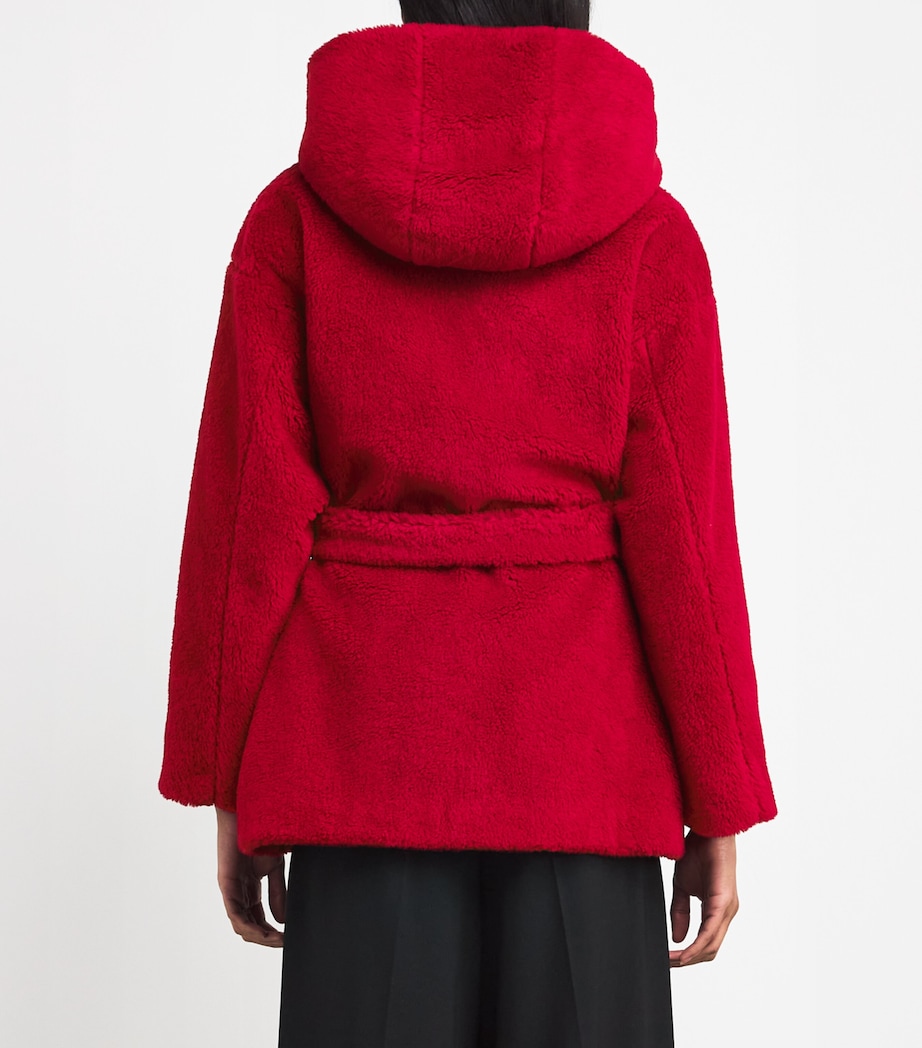 Wool Fluffy Robe Coat RED Image 4