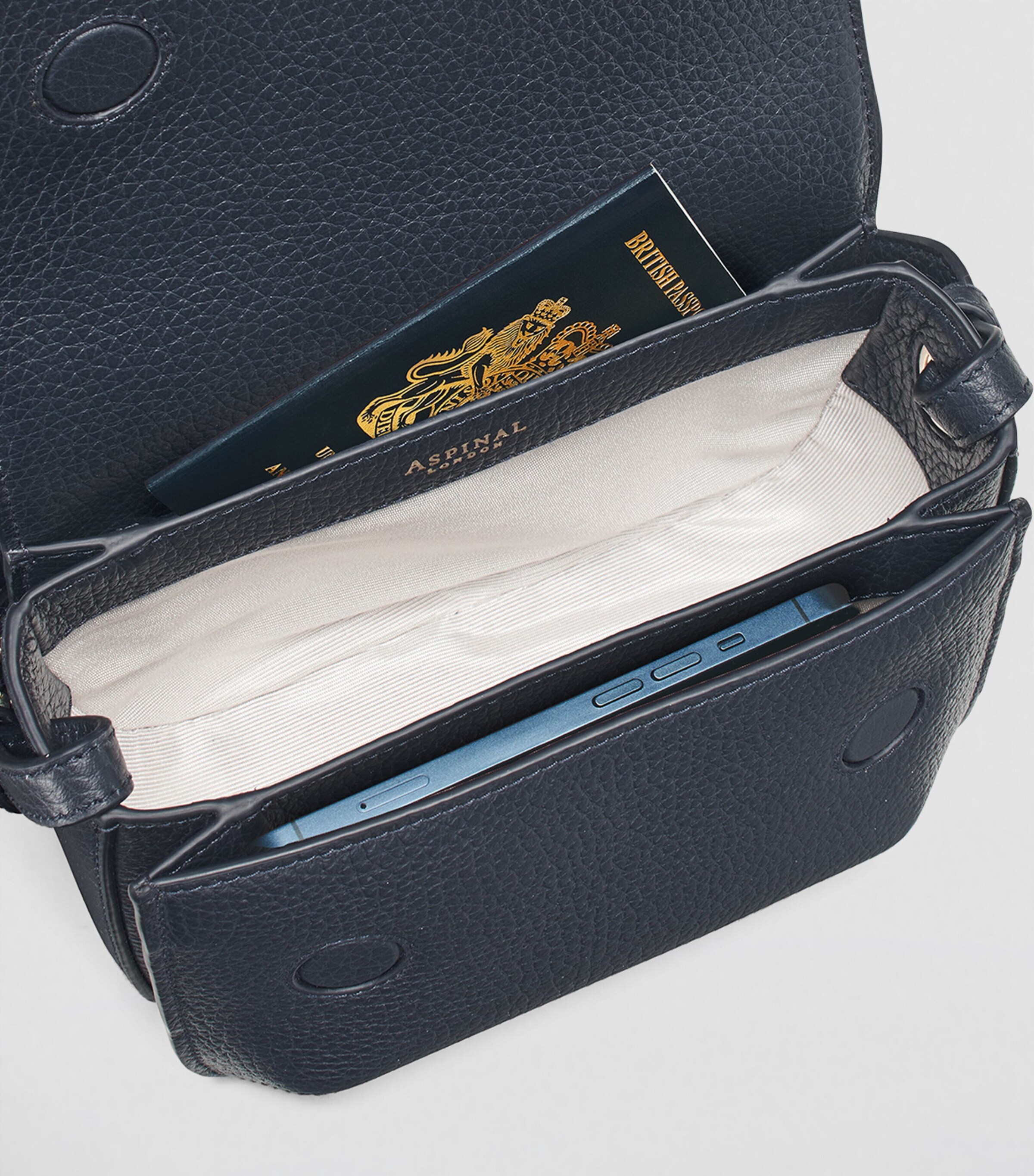 Aspinal Of London Leather Ella Cross-Body Bag Navy Image 6