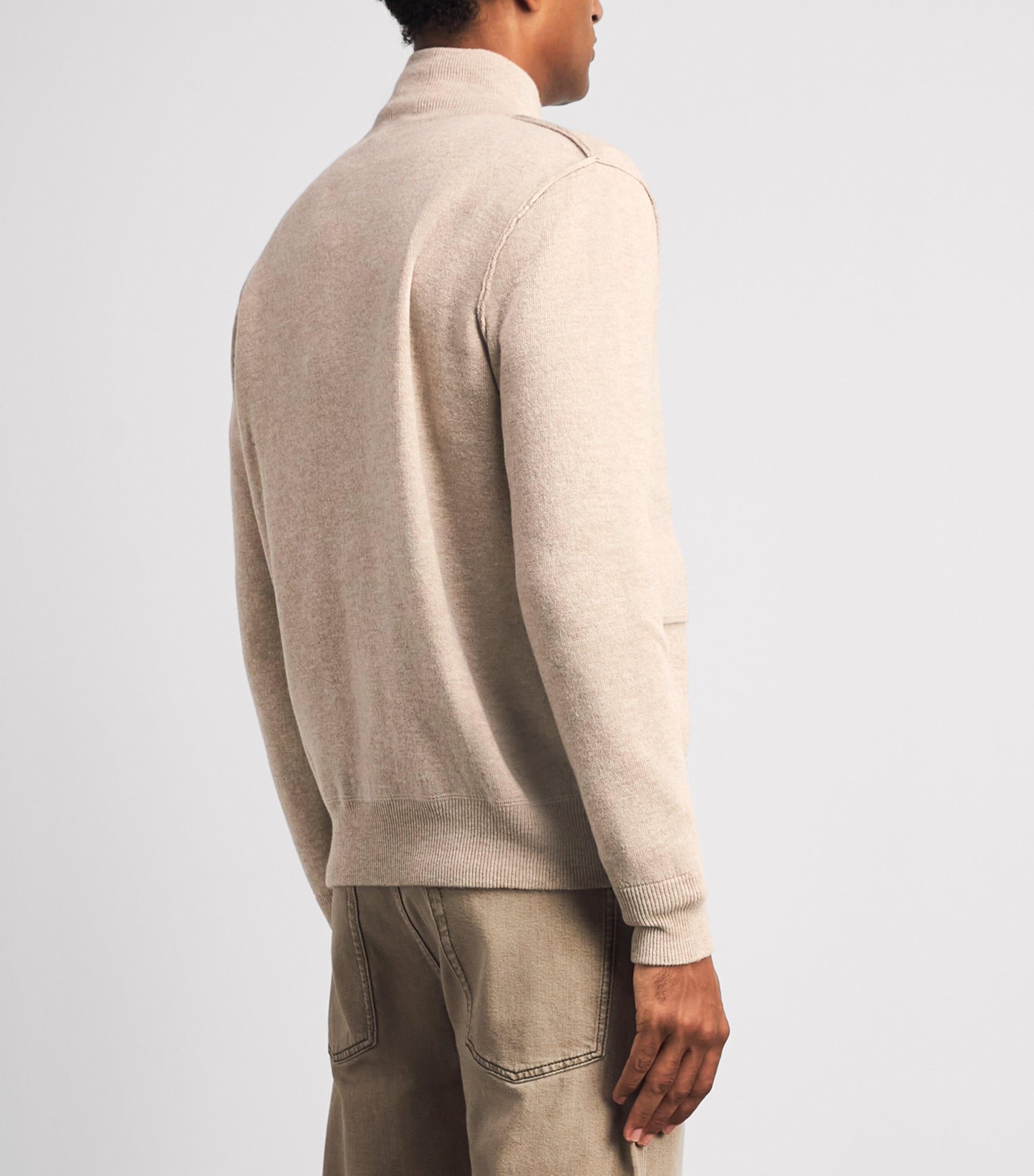 Allude Mens Wool-Cashmere High-Neck Cardigan Image 5