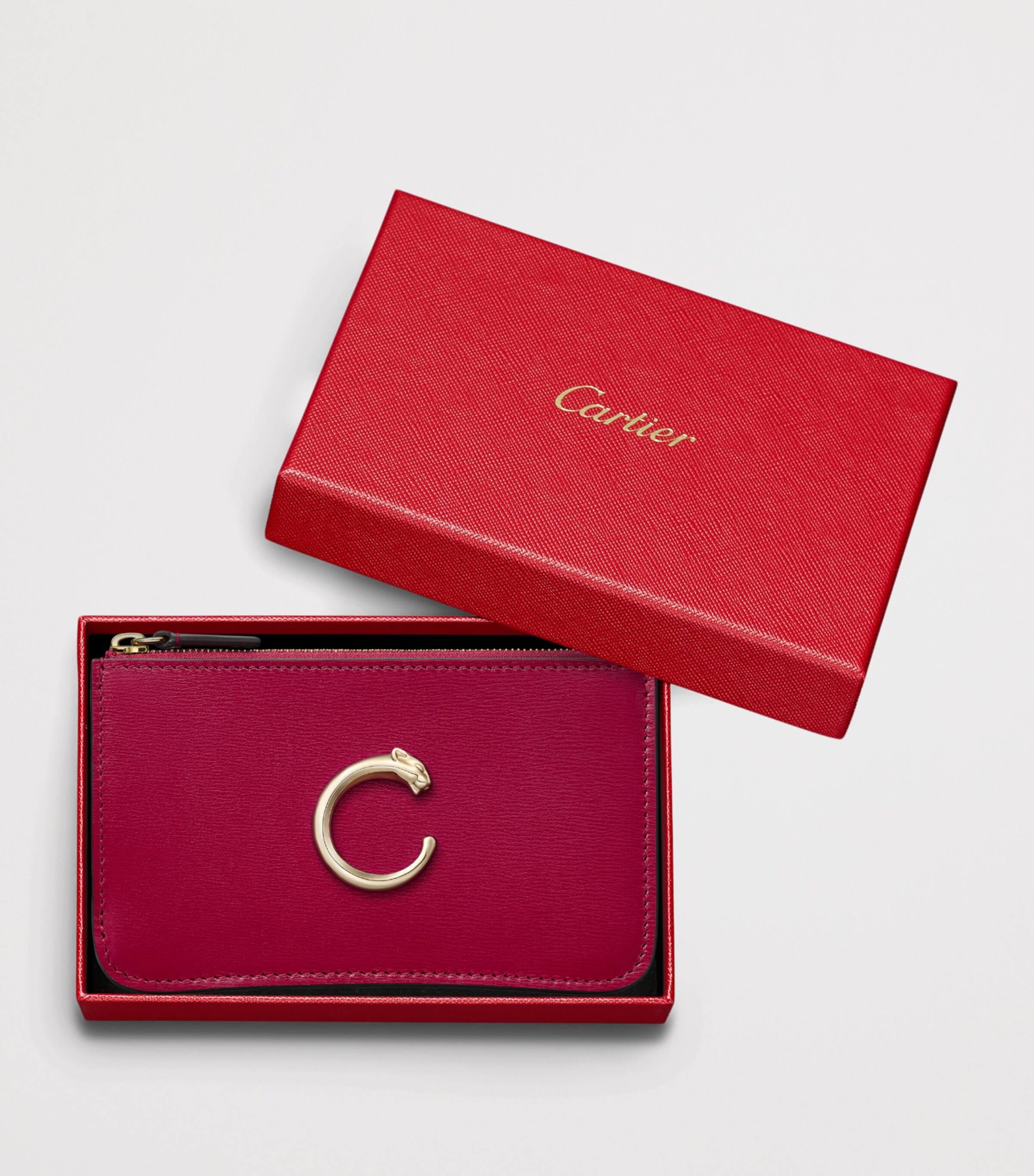 Cartier Leather Panthère de Cartier Zipped Card Holder Red Image 2