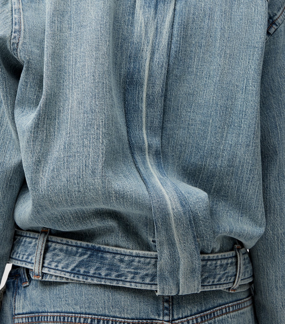 LOEWE Womens Cotton-Blend Draped Shirt Washed Denim Image 5