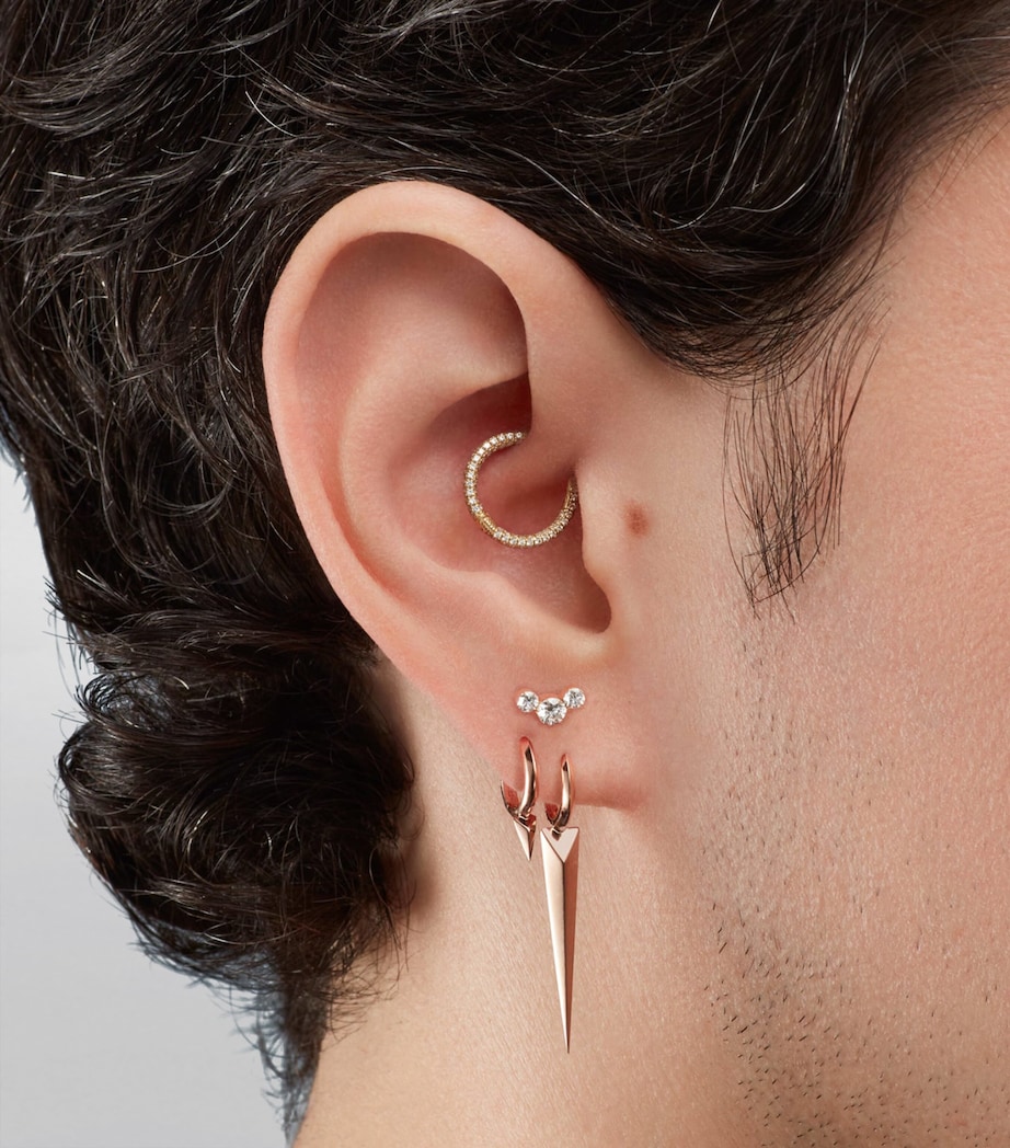 Yellow Gold Faceted Grand Spike Hoop Earring (6.5mm) YELLOW GOLD Image 3