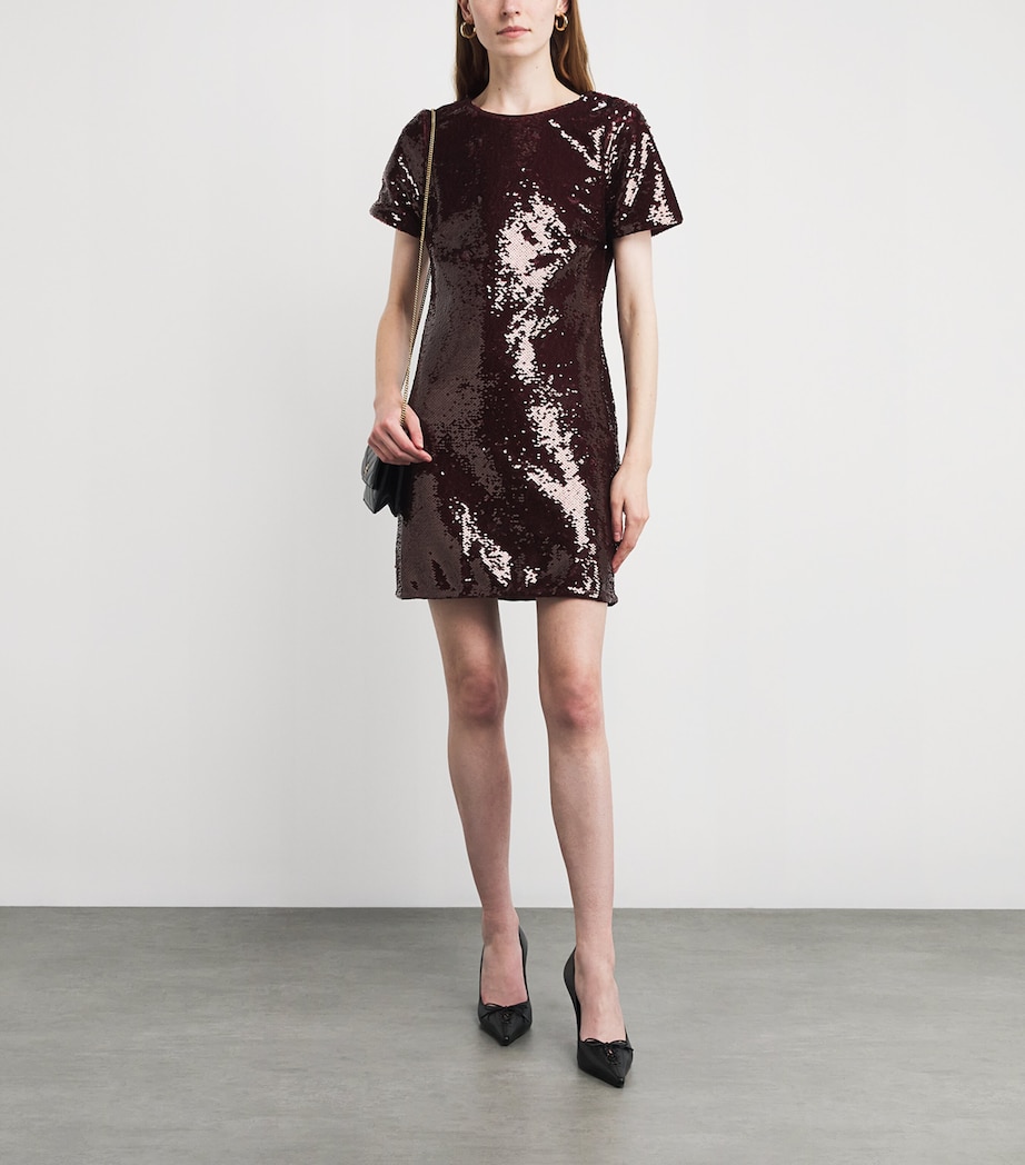 Sequinned Mini Dress BURGUNDY Image 2
