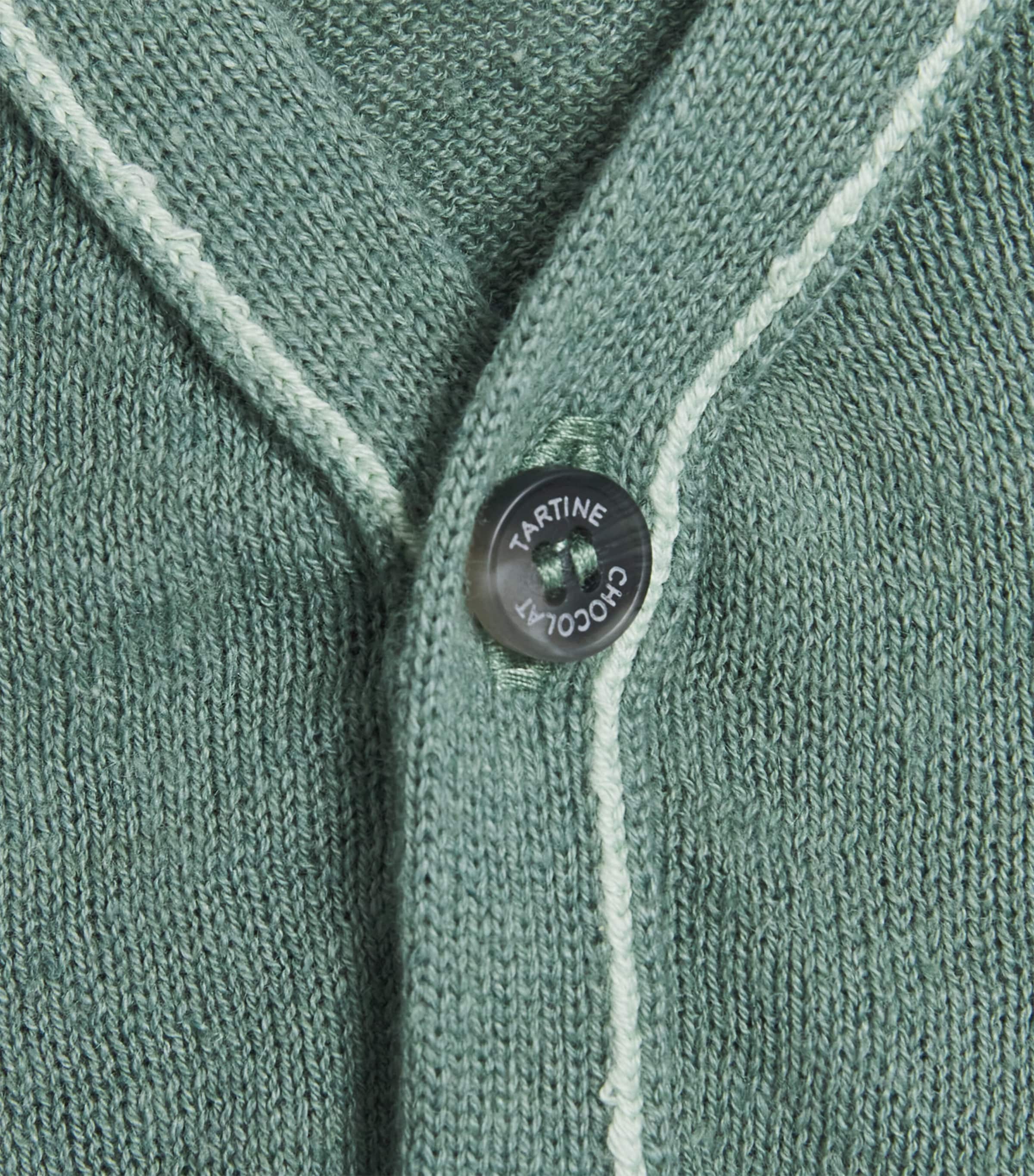 Linen-Cotton V-Neck Cardigan (3 Months-4 Years) 56KAKI Image 3