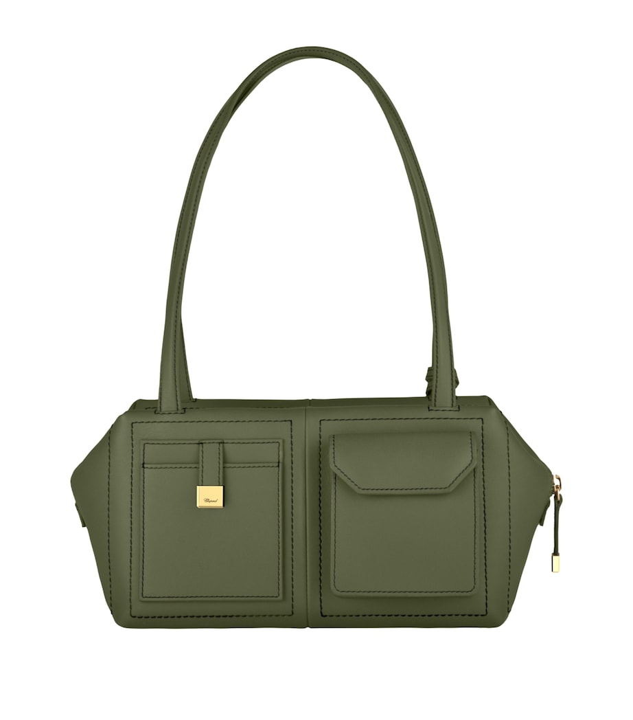 Leather Ice Cube Shoulder Bag GREEN Image 5