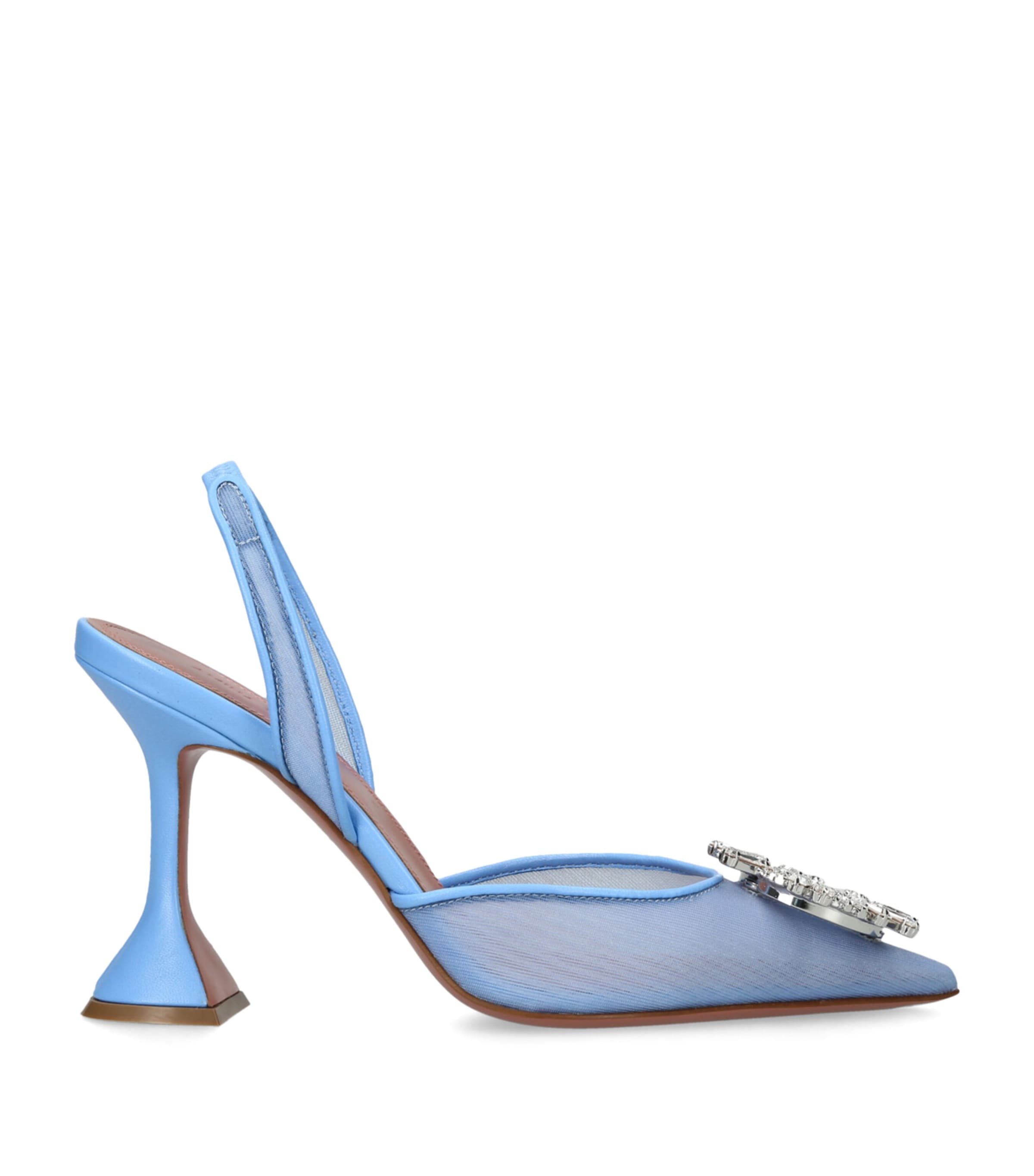 Amina Muaddi Mesh Begum Slingback Pumps 95 Pale Blue