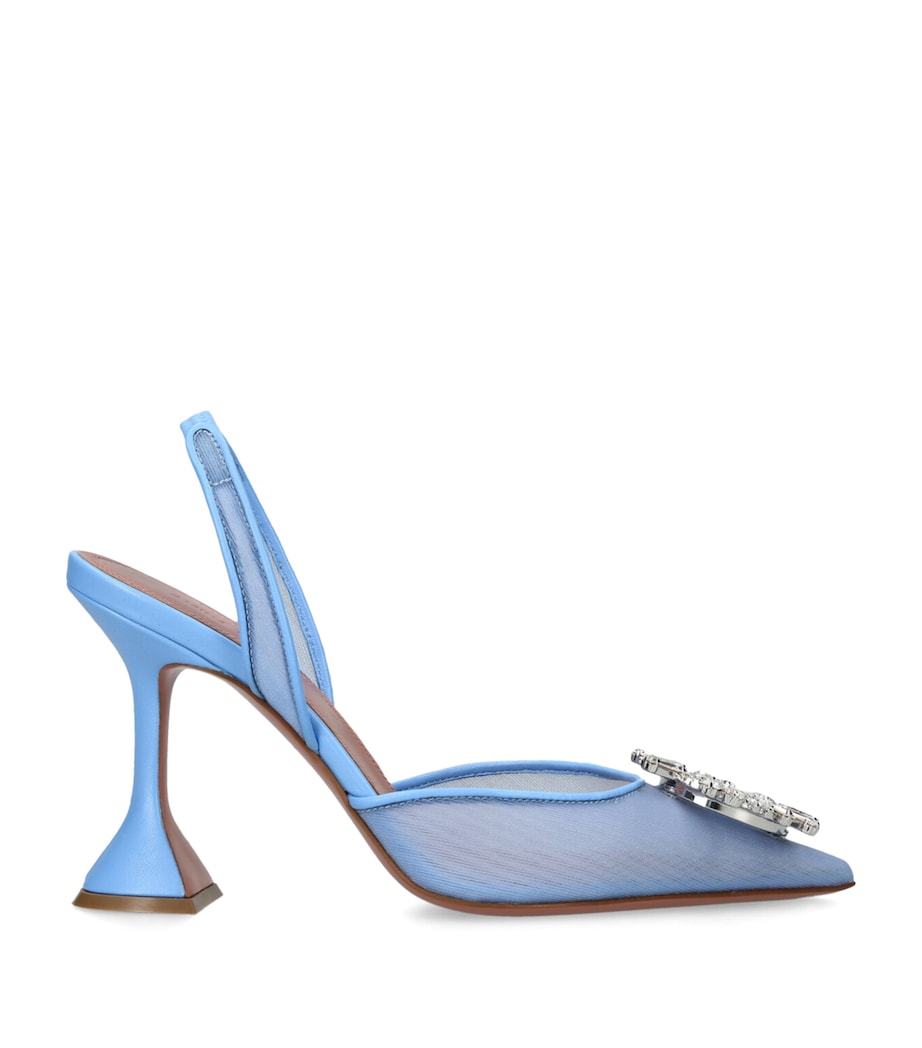 Amina Muaddi Mesh Begum Slingback Pumps 95 Pale Blue Image 1
