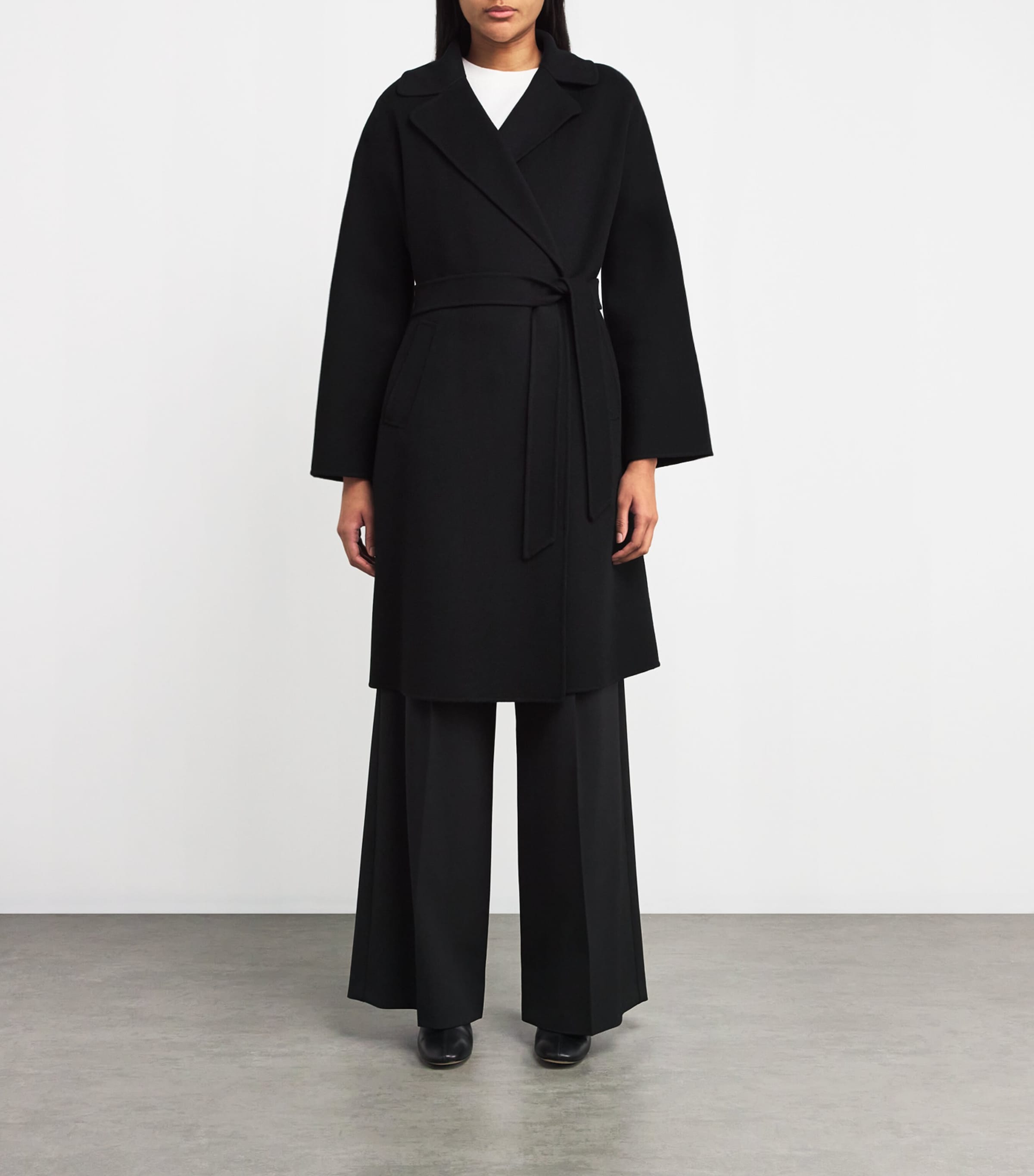 Wool-Blend Double-Faced Wrap Coat BLACK Image 3