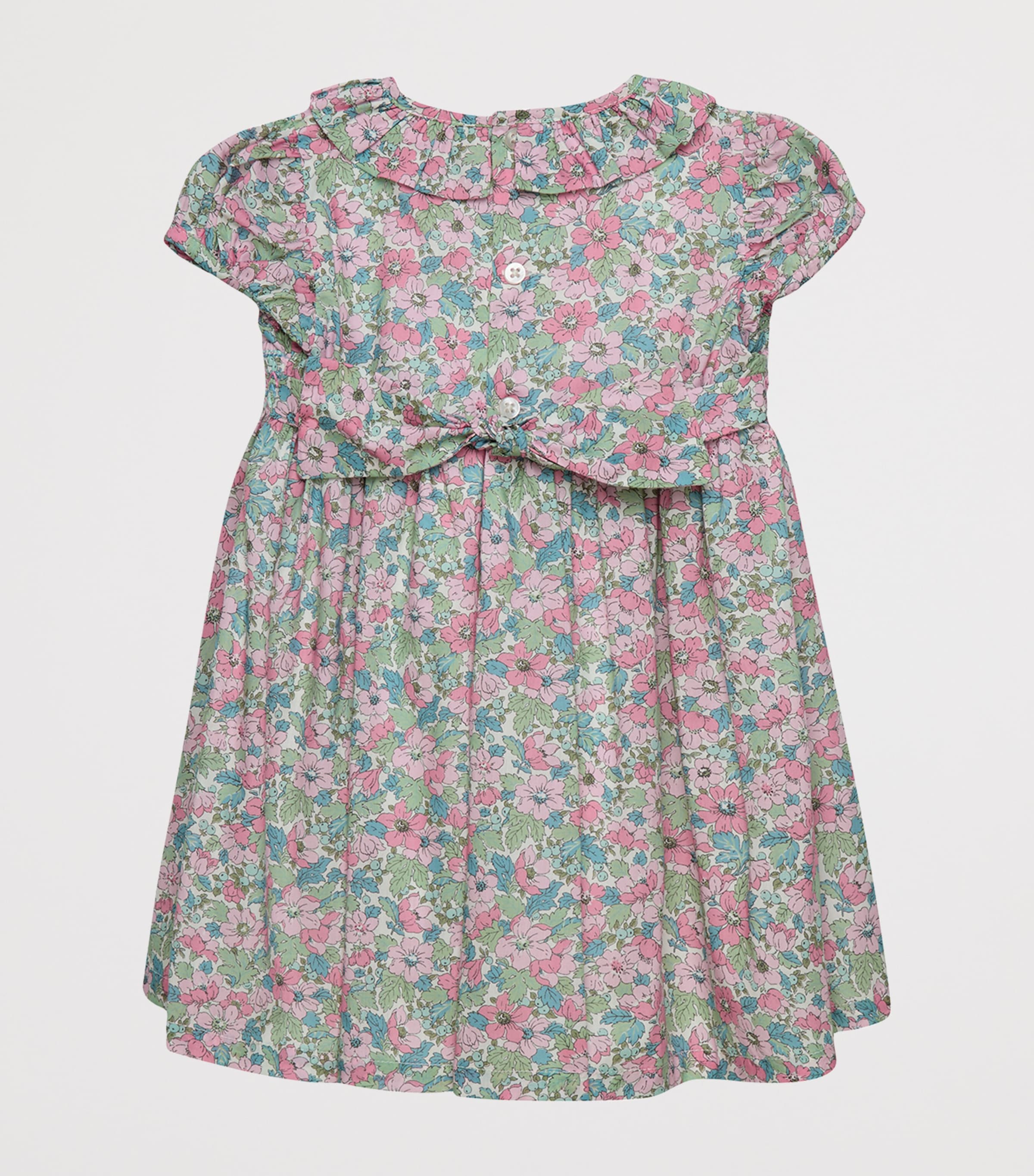 Cotton Smocked Liberty Print Dress (3-24 Months) PINK DAHLIA Image 2