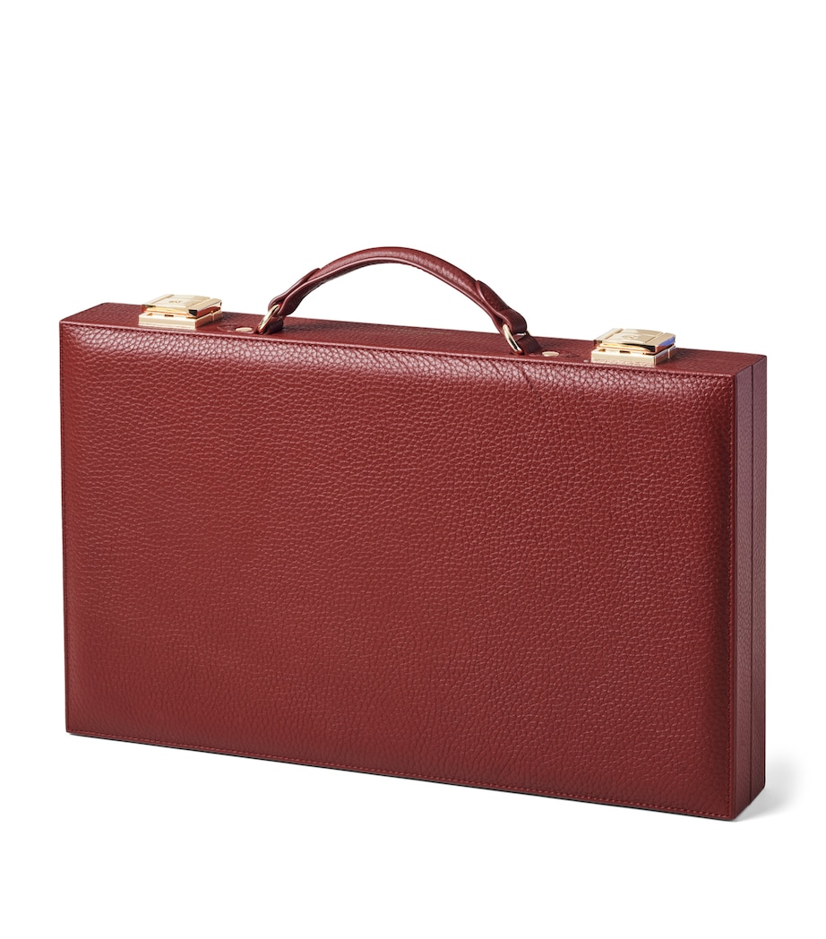 15-Inch Pebbled Leather Backgammon Set MERLOT Image 4