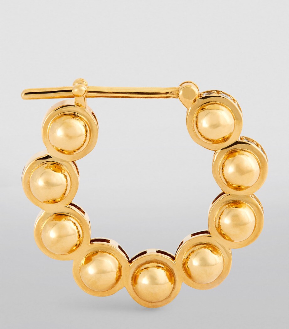 Small Yellow Gold and Diamond Atoms Hoop Earrings YELLOW GOLD Image 3