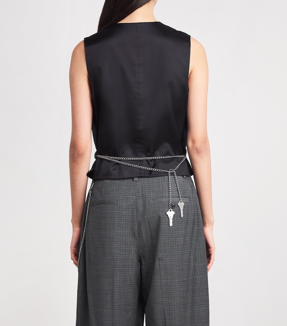 Wool-Blend Chain-Detail Waistcoat 085 DARK GREYMELANGE Image 4