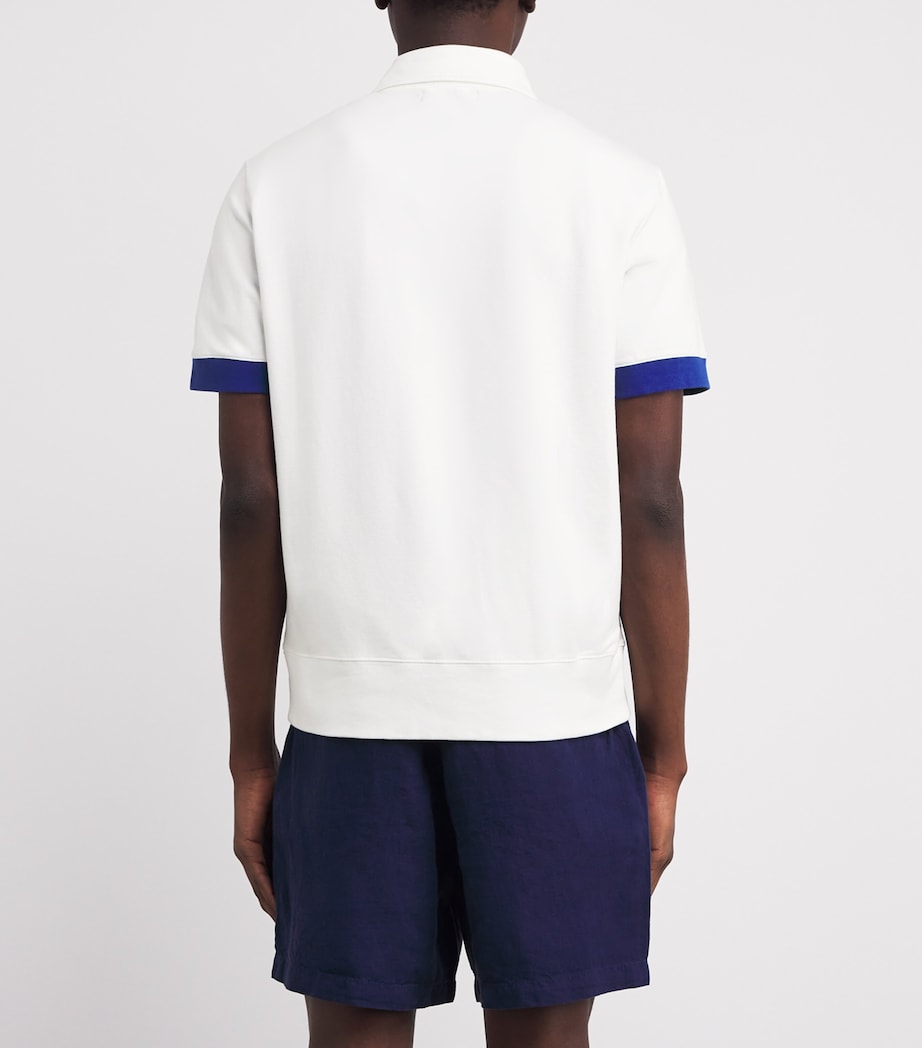 Cotton Zipped Polo Shirt 003-OFF-WHITE Image 4