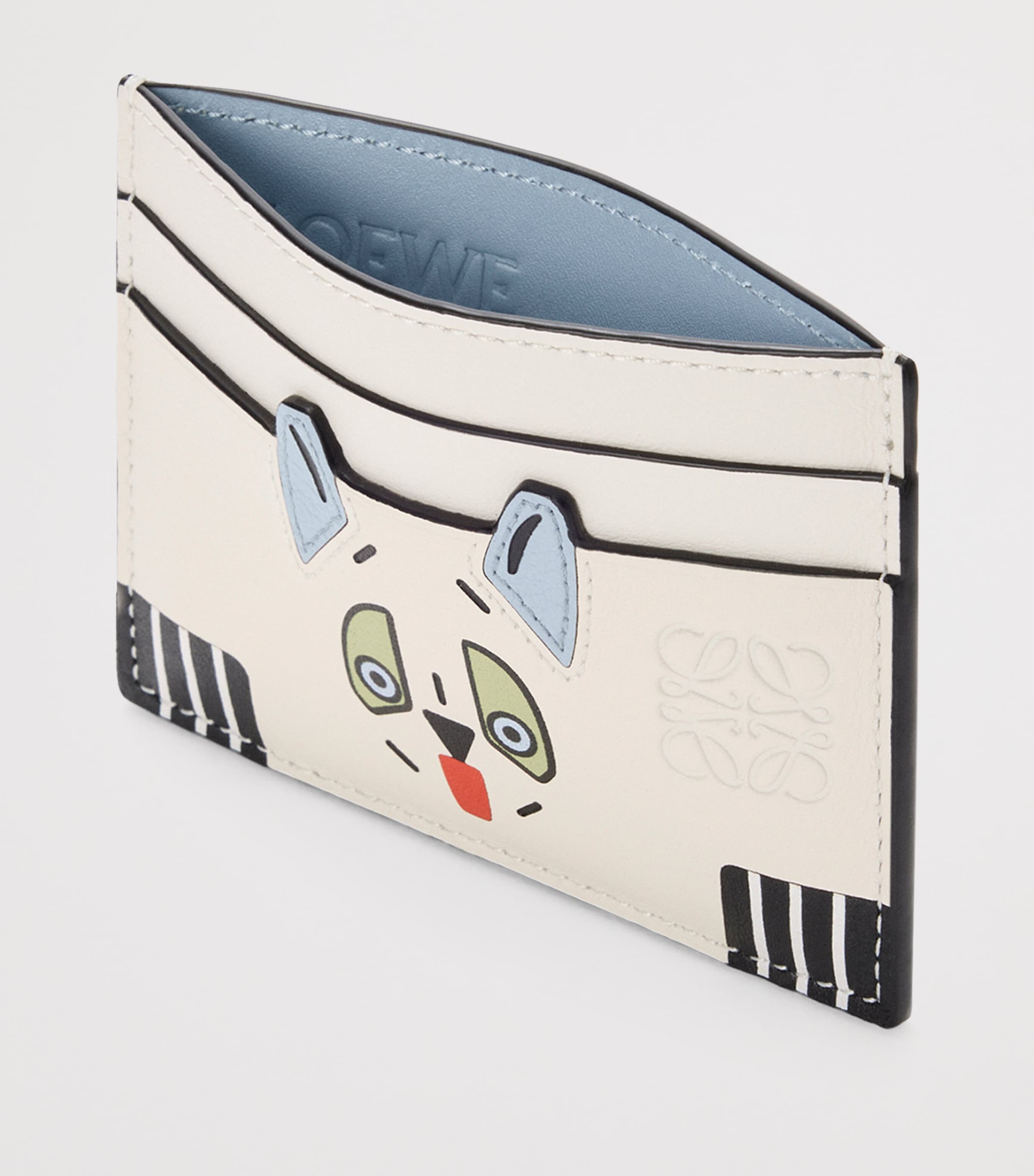 x Louis Wain Leather Futurist Cat Card Holder SOFT WHITE Image 3