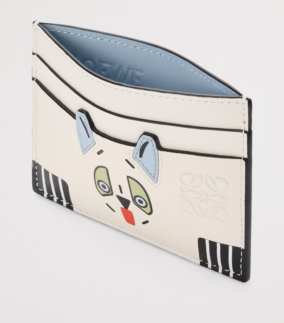 x Louis Wain Leather Futurist Cat Card Holder SOFT WHITE Image 3