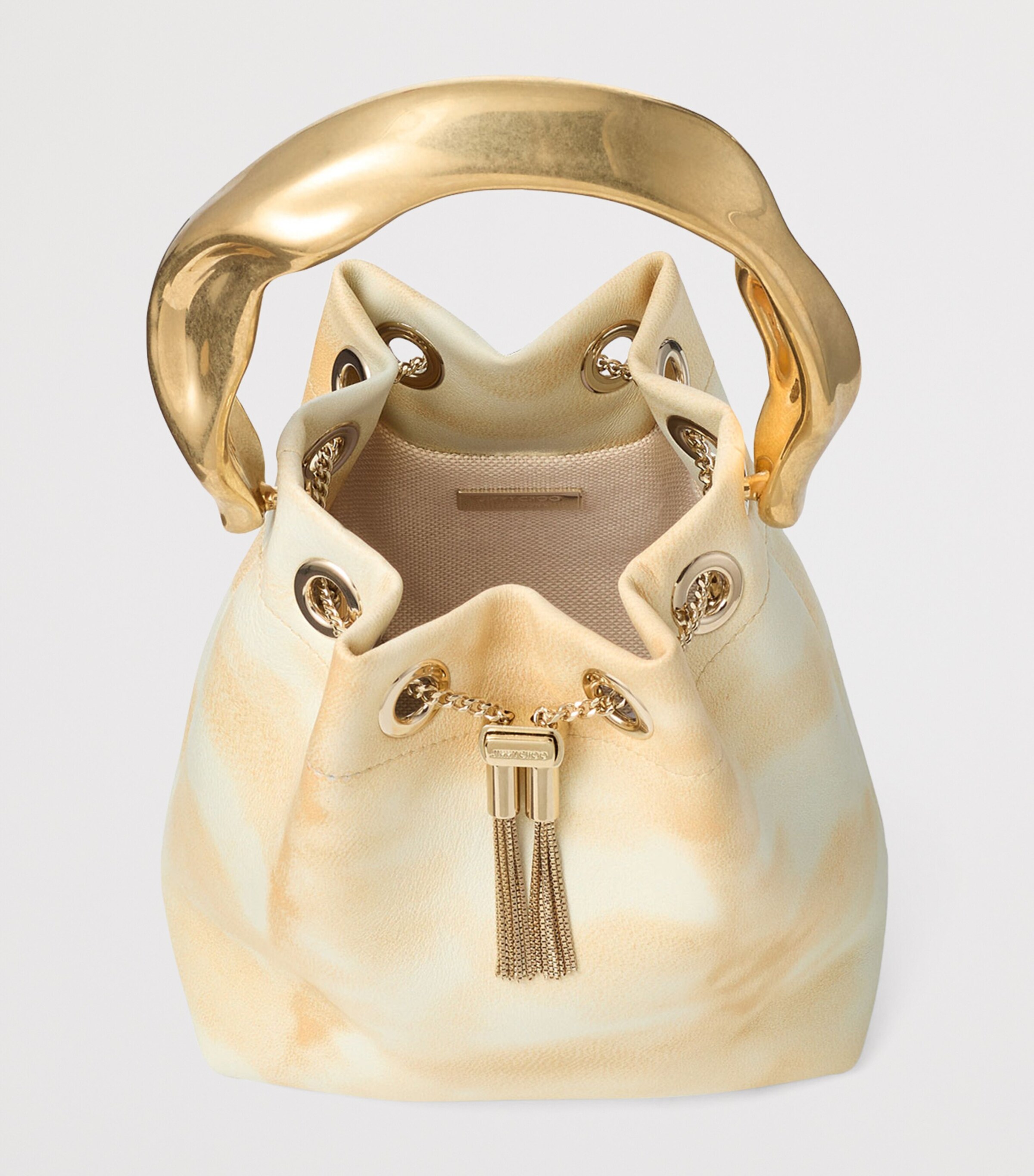 Jimmy Choo Bon Bon Lambskin Top-Handle Bag Natural Mix/gold Image 4