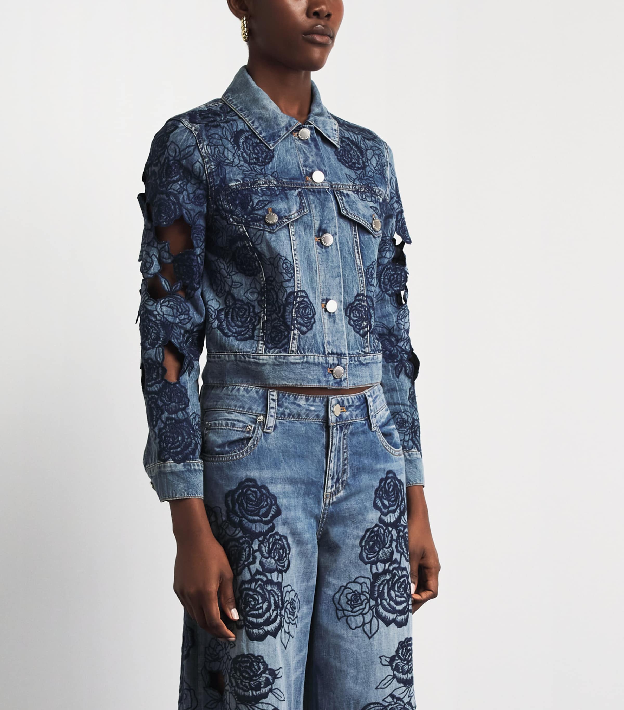 Alice+Olivia Womens Chloe Denim Jacket Brooklyn Blue Image 4