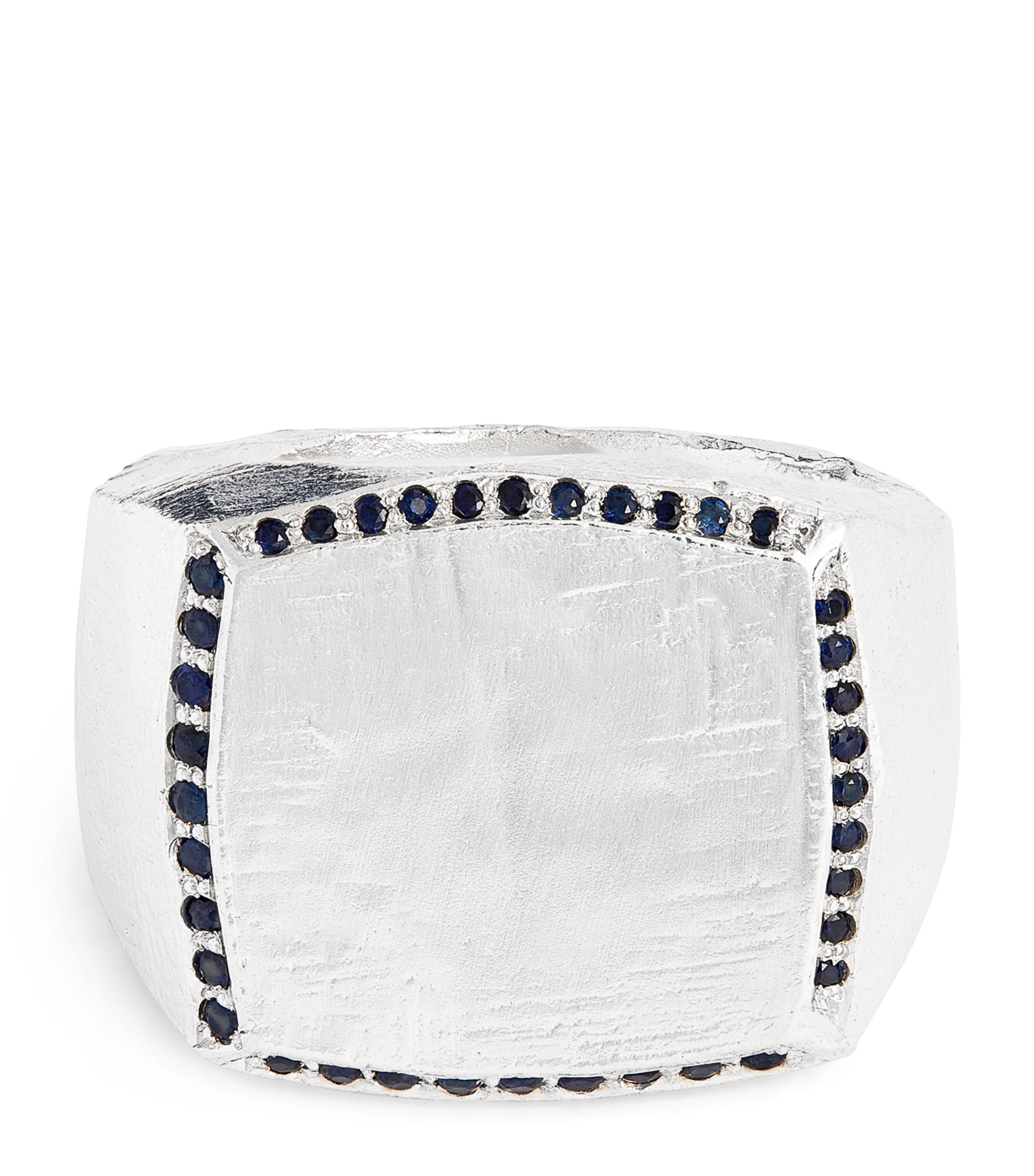THE OUZE Sterling Silver and Sapphire Signet Ring Blue Image 1