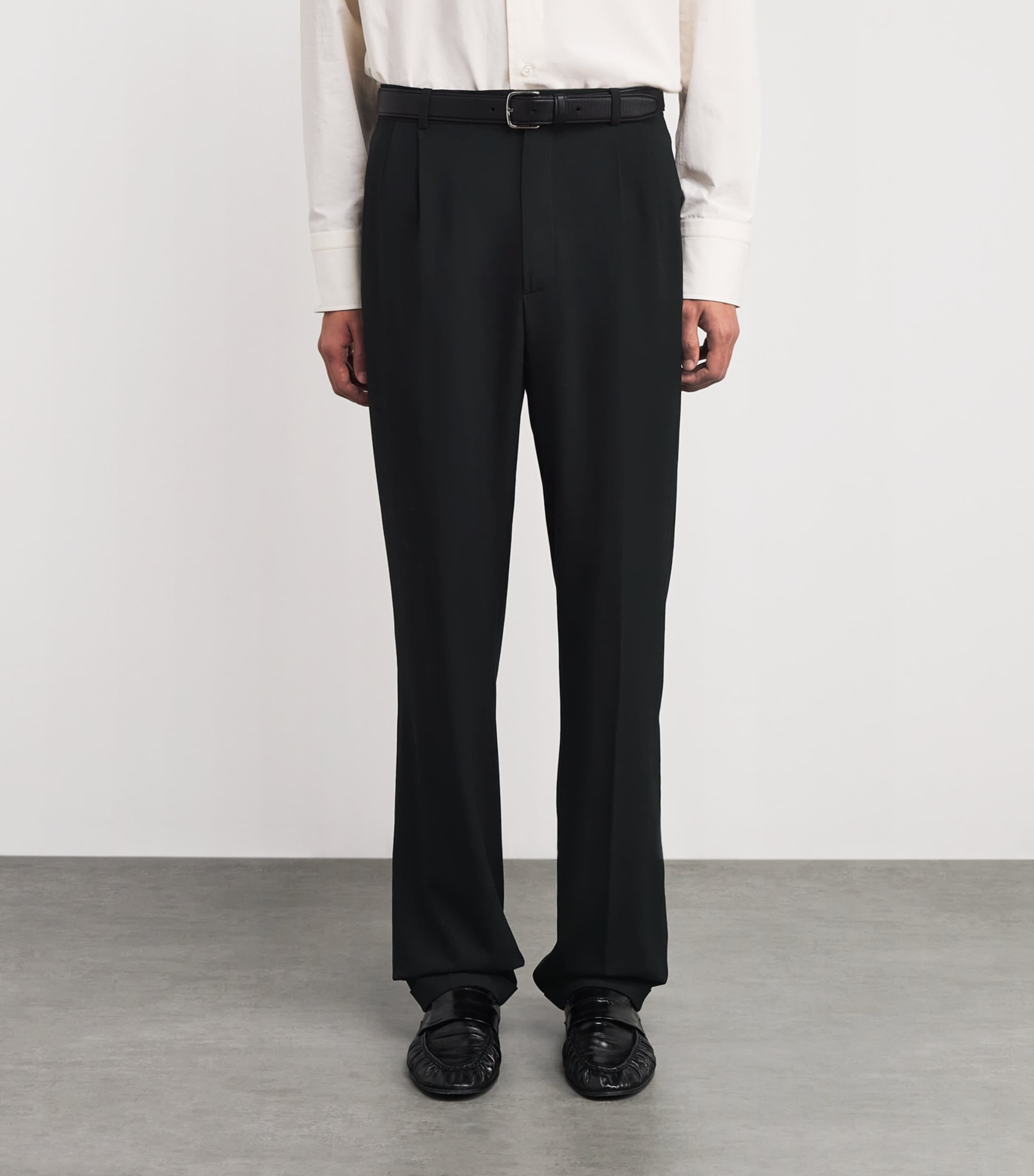 The Row Mens Tosca Wool Trousers Black Image 3