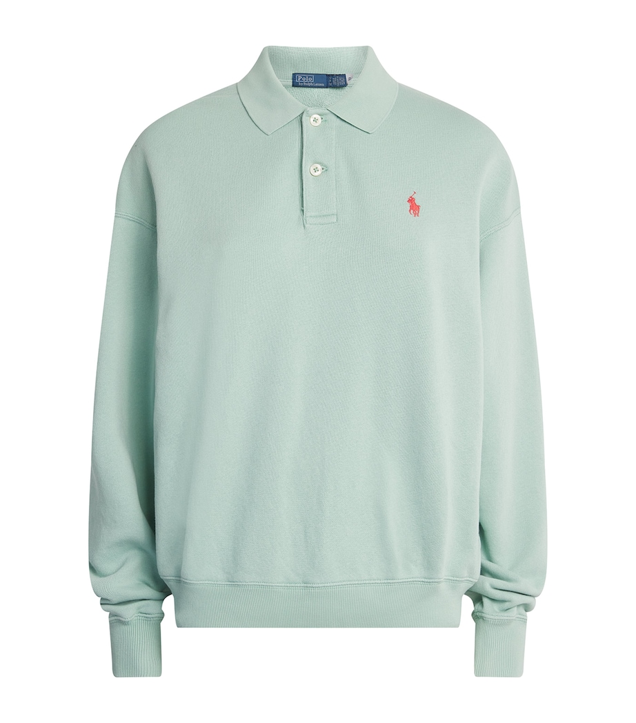 Fleece Polo Sweatshirt LIGHT/PASTEL GREEN Image 1
