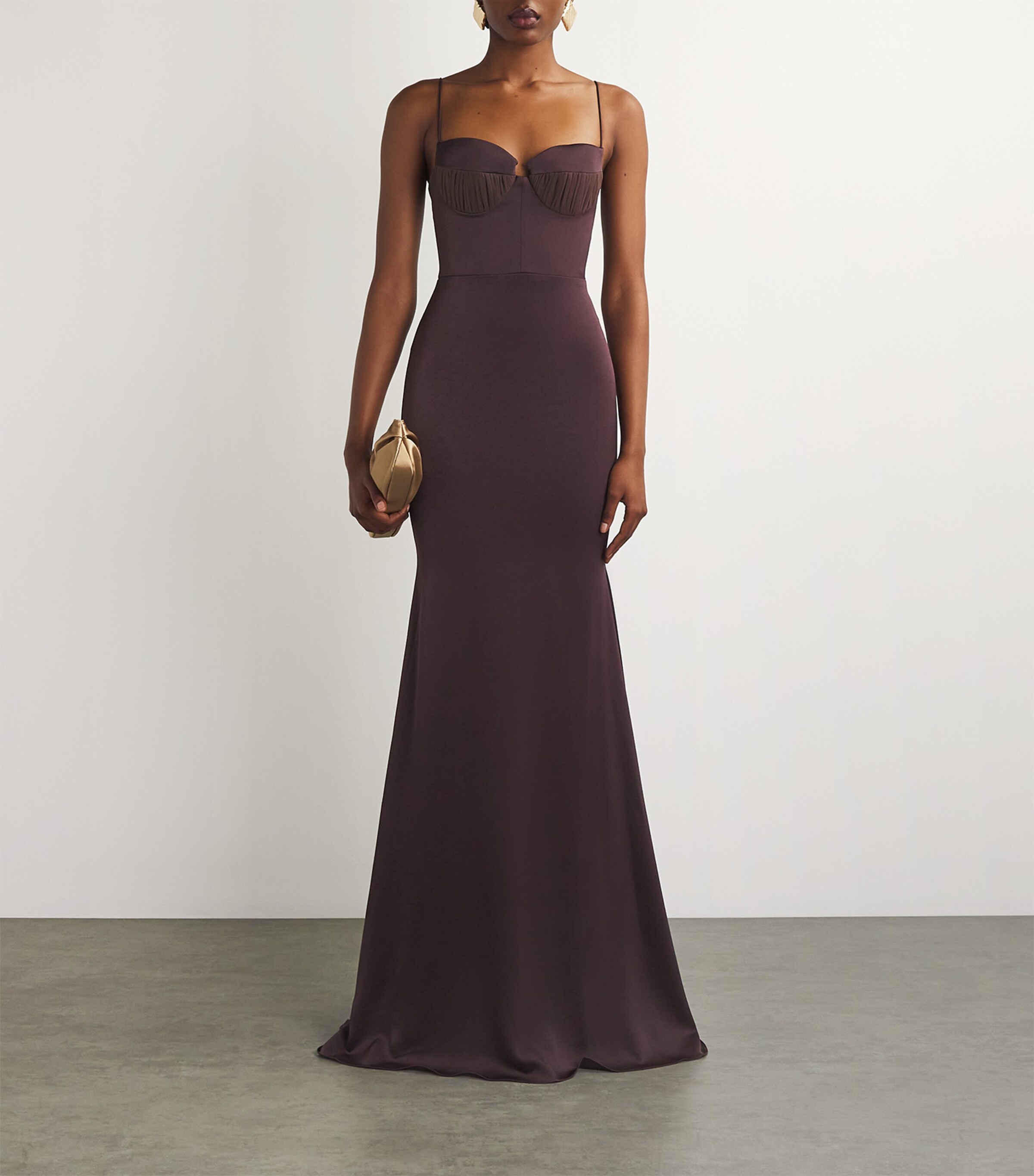 Alex Perry Brown Satin Crepe Sweetheart Gown | Harrods FR