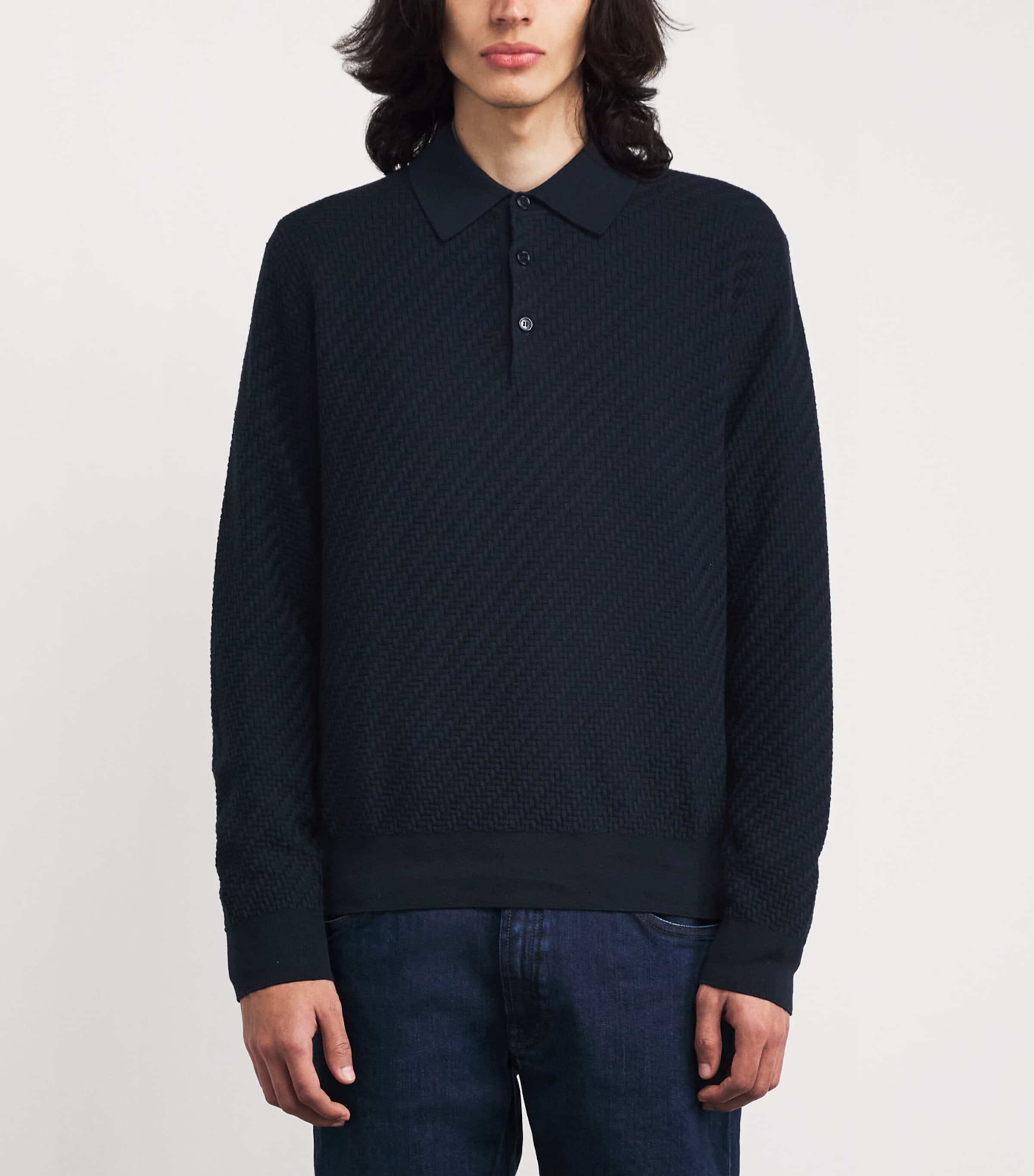 Brioni Mens Cotton-Silk-Cashmere Polo Shirt Image 4