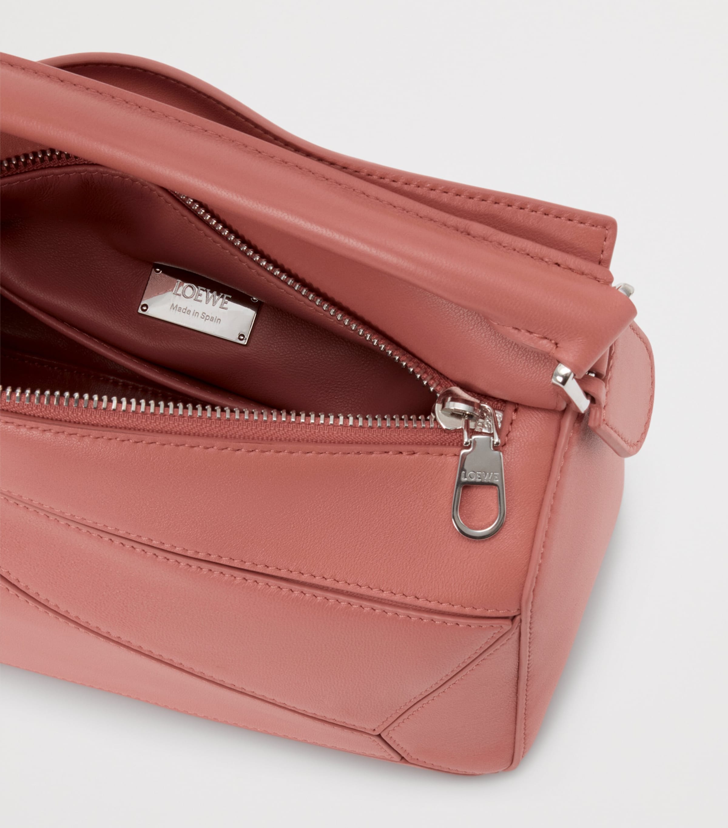LOEWE Small Leather Featherlight Puzzle Top-Handle Bag Blush Image 7