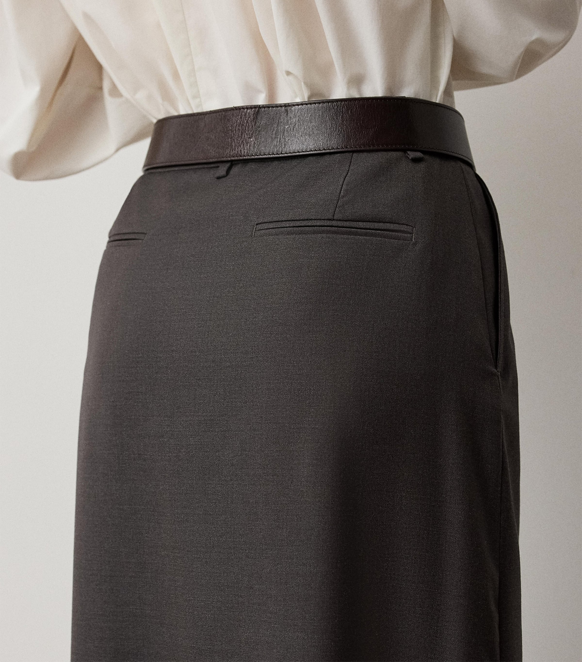 Ralph Lauren Collection Womens Wool-Silk Elba Trousers Taupe Grey Melange Image 5