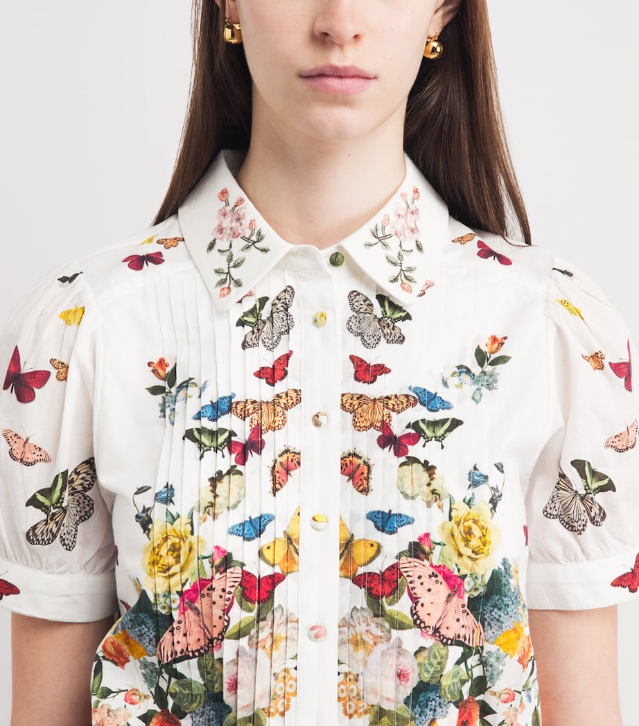 Alice+Olivia Womens Cotton Floral Rosie Shirt Sol Str O/white Image 3