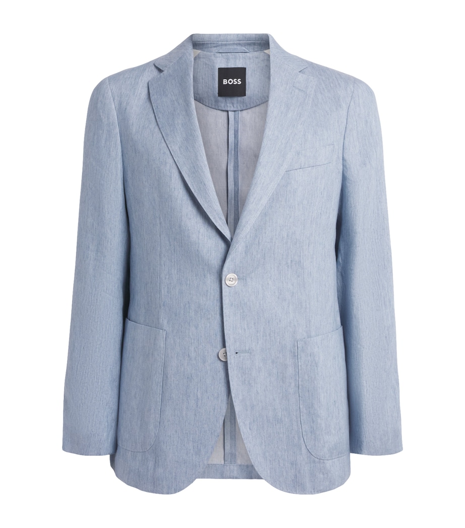 BOSS Mens Linen-Lyocell Hanry Blazer Open Blue Image 1