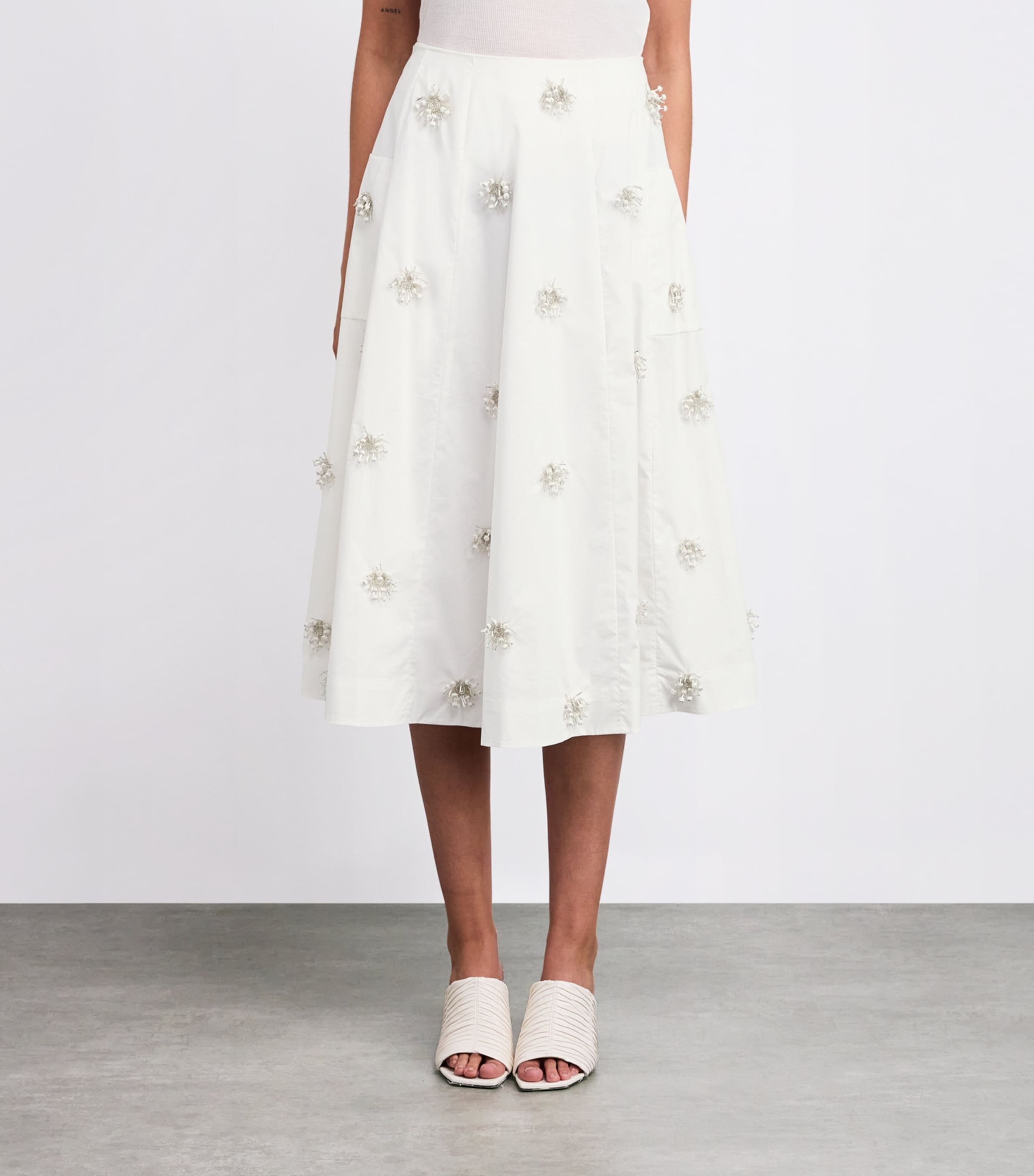 Simkhai Womens Cotton Embellished Novanna Midi Skirt White Image 3