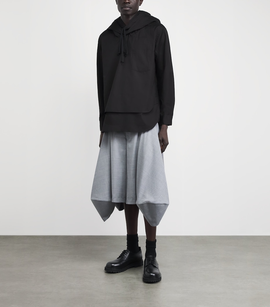 Comme Des Garçons Homme Plus Mens Cotton Layered Hoodie Black Image 2