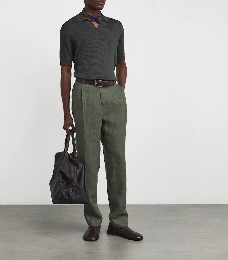 Linen Pleated Trousers GNGC-HUNTER GREEN Image 2