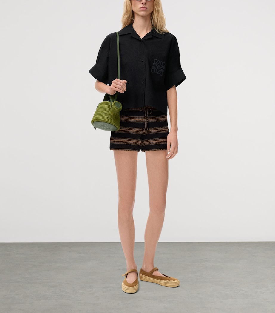 LOEWE Womens x Paula's Ibiza Anagram Short-Sleeve Shirt Black Image 2