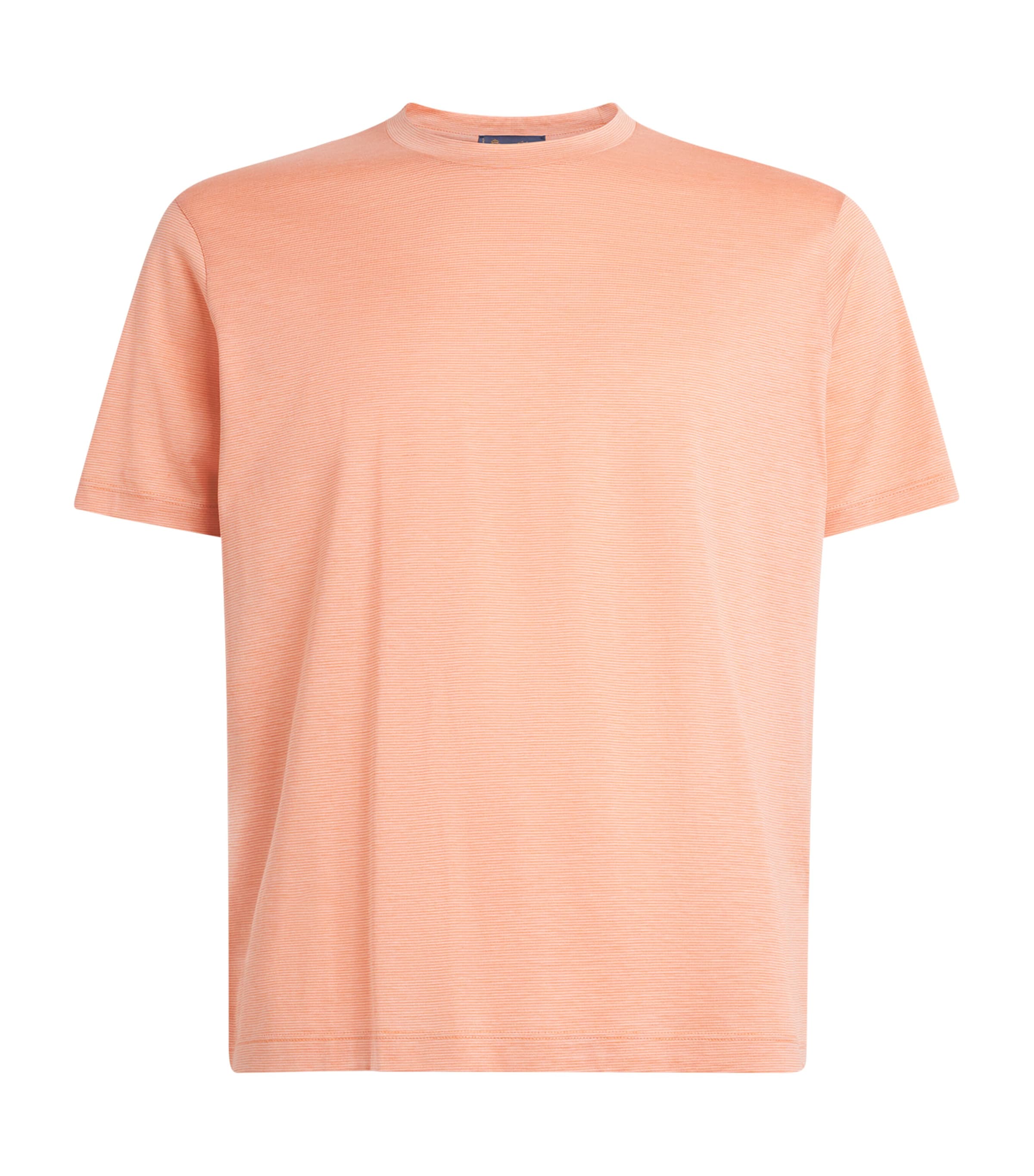 Cotton-Silk Stripe T-Shirt 133 WHITE ORANGE Image 1