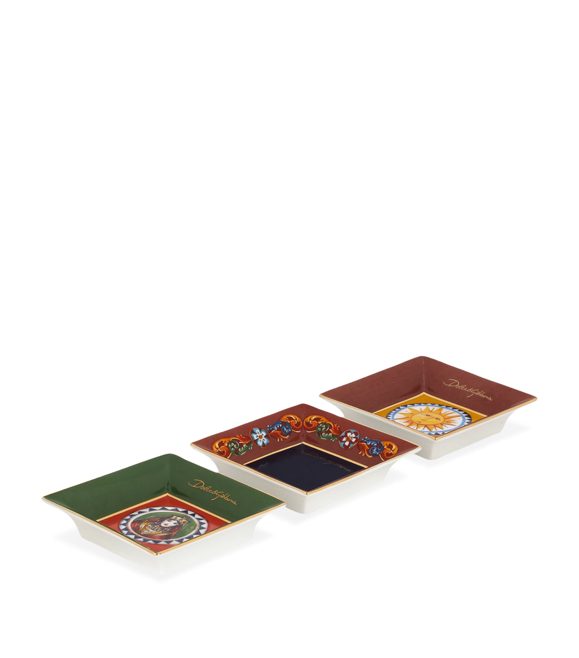 Dolce&Gabbana Casa Set of 3 Carretto Decorative Square Plates (10cm) Carretto Image 2