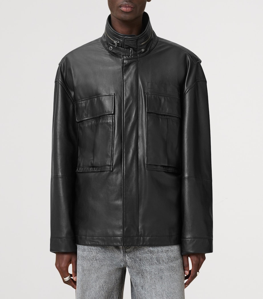 Halton Leather Jacket BLACK Image 2