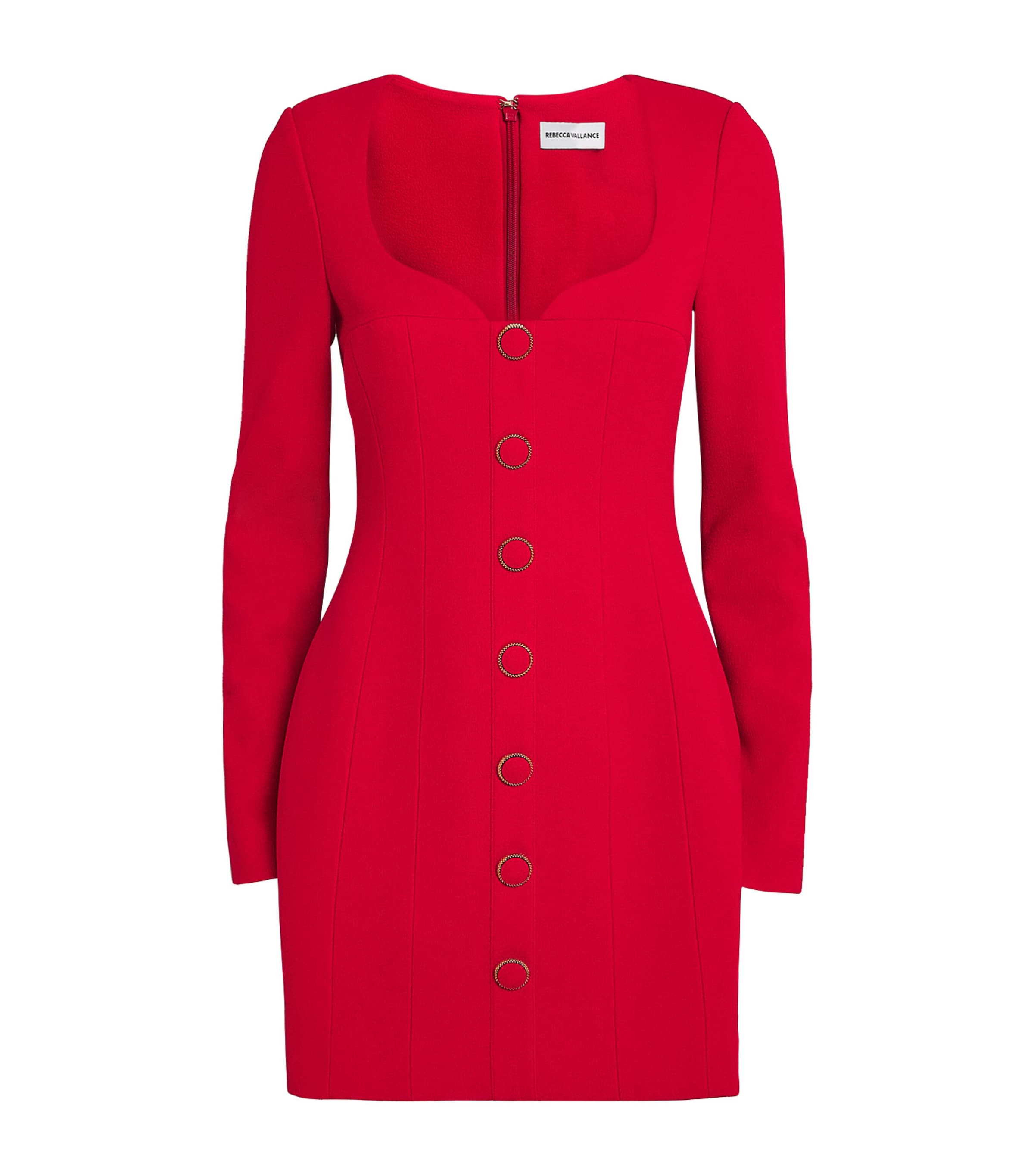 Rebecca Vallance Cameron Button-embellished Crepe Mini Dress In Red