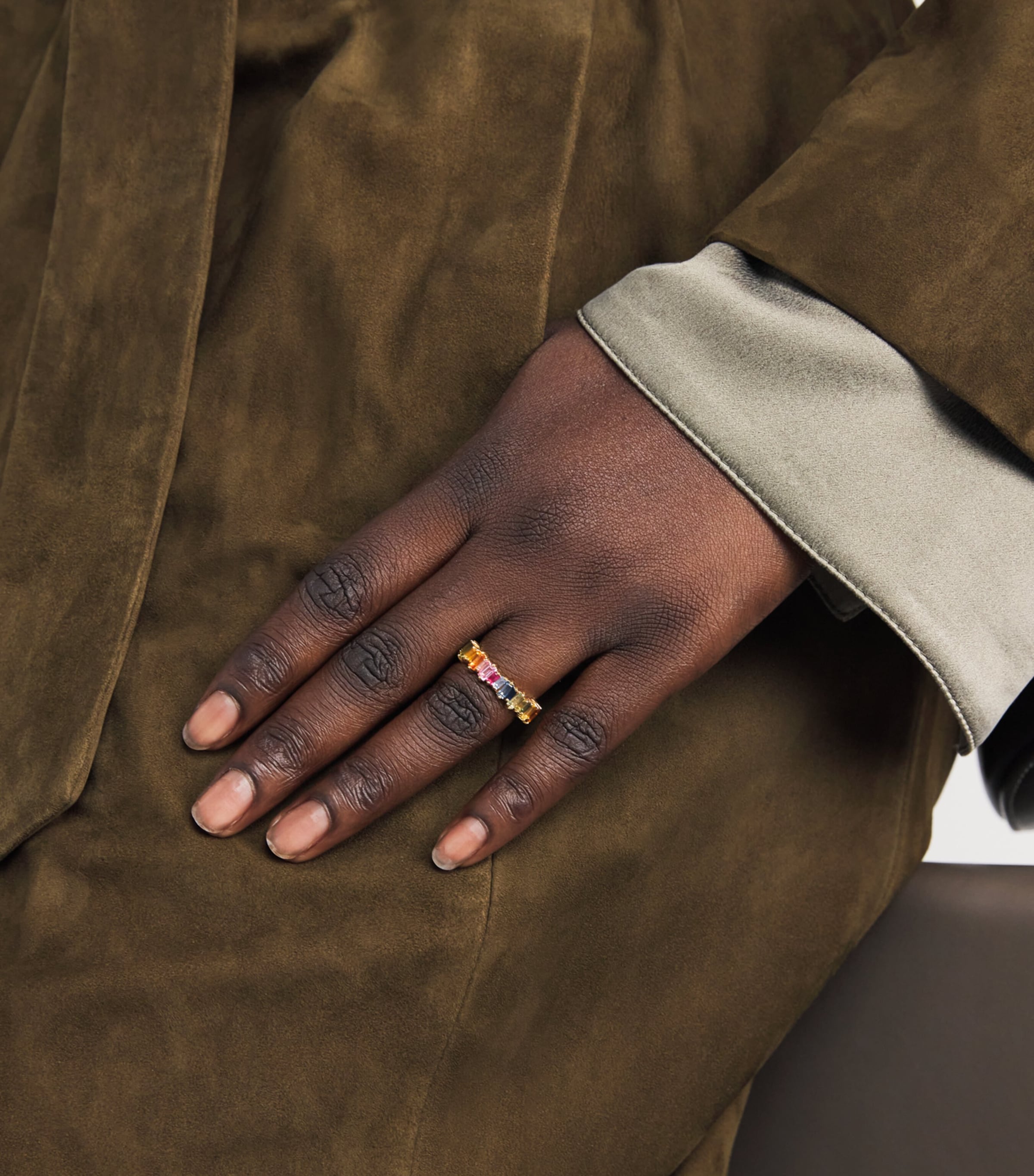 Yellow Gold and Rainbow Sapphire Bold Eternity Ring 18K YG/RS Image 2