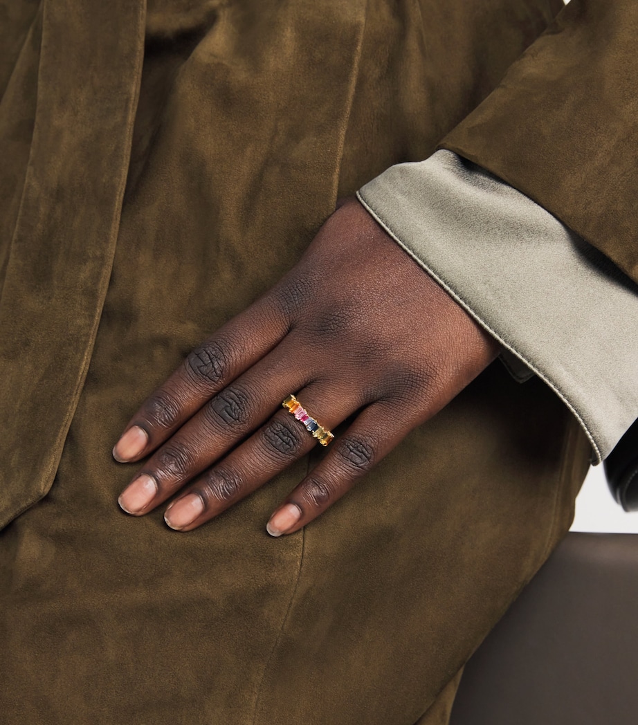 Yellow Gold and Rainbow Sapphire Bold Eternity Ring 18K YG/RS Image 2